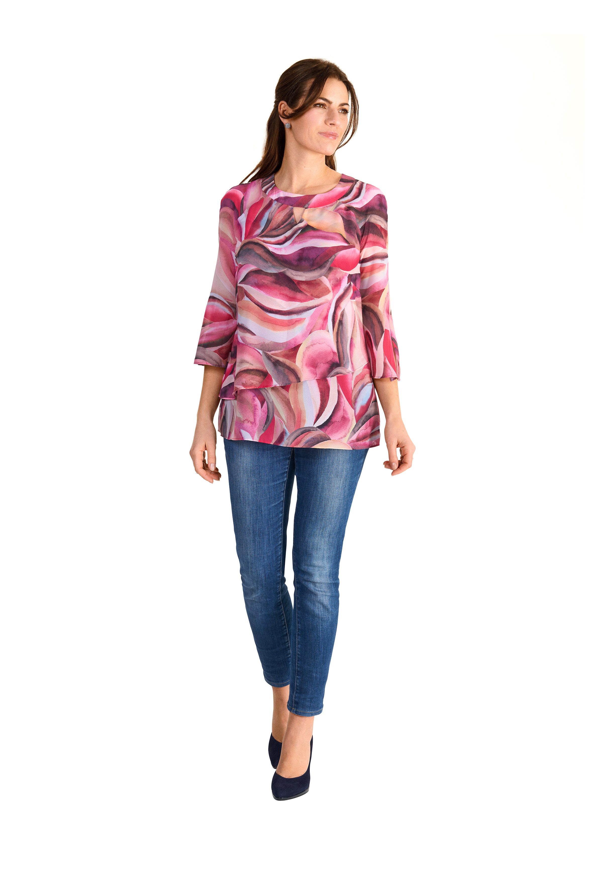 HERMANN LANGE Collection Gedessineerde blouse in lagenlook en met bloemenpatroon