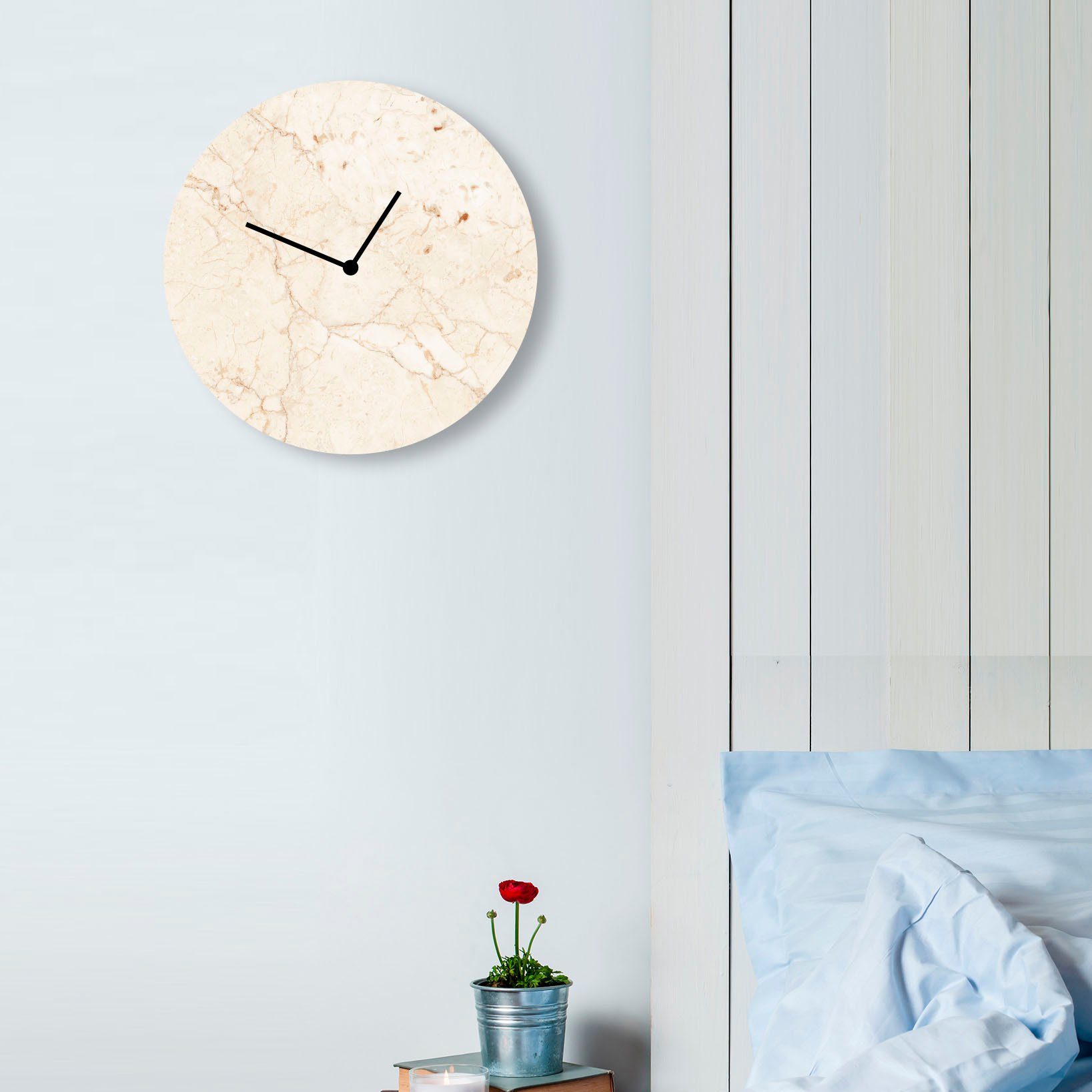 LeGer Home by Lena Gercke Wandklok Marmerbeige rond, ø 30 cm, van acrylglas, geruisloos (1-delig)