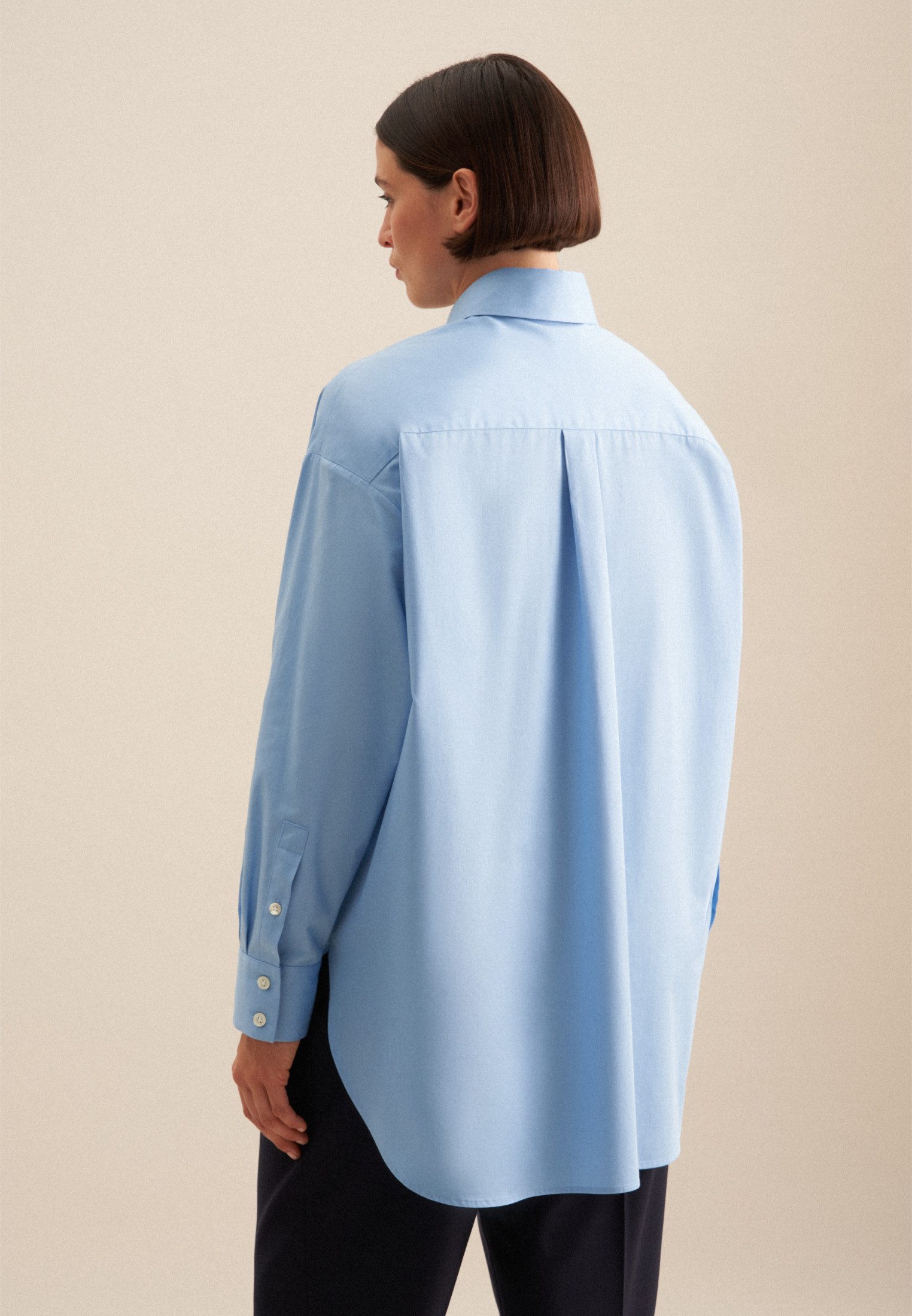 seidensticker Lange blouse Zwarte roos Lange mouwen kraag uni