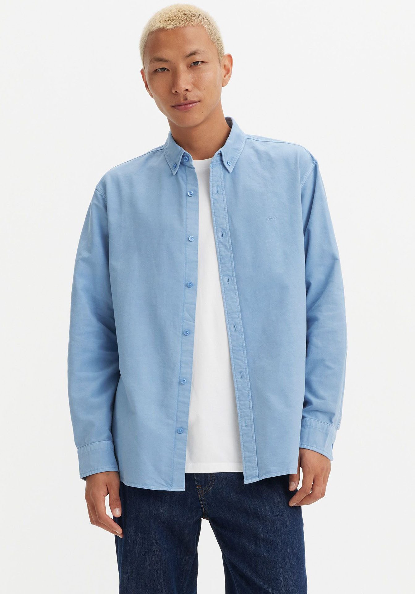 Levi's Overhemd met lange mouwen AUTHENTIC BUTTON DOWN met ton-in-ton logo-borduursel op de borst