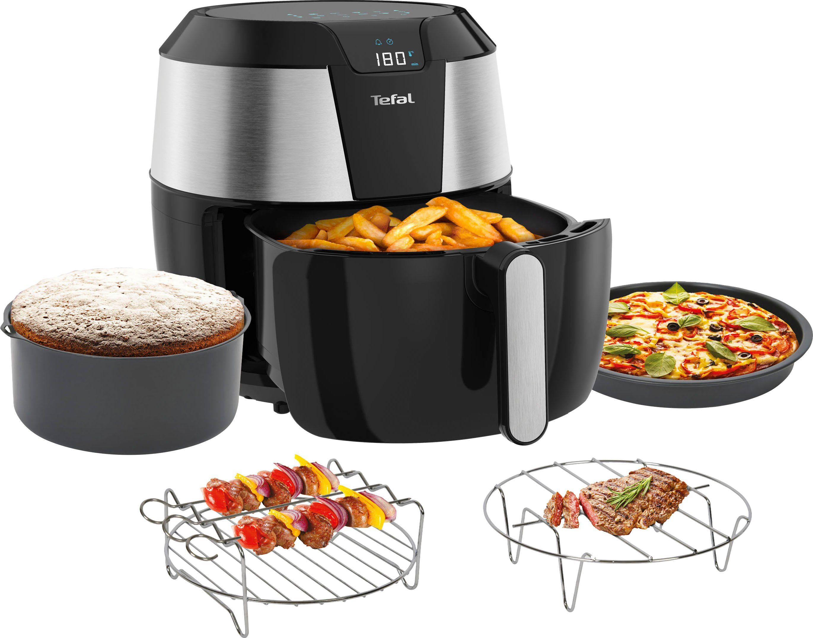 Tefal Airfryer EY701D.HERO Easy Fry XXL met accessoireset Capaciteit 1,6 kg, timer, 8 automatische menu's