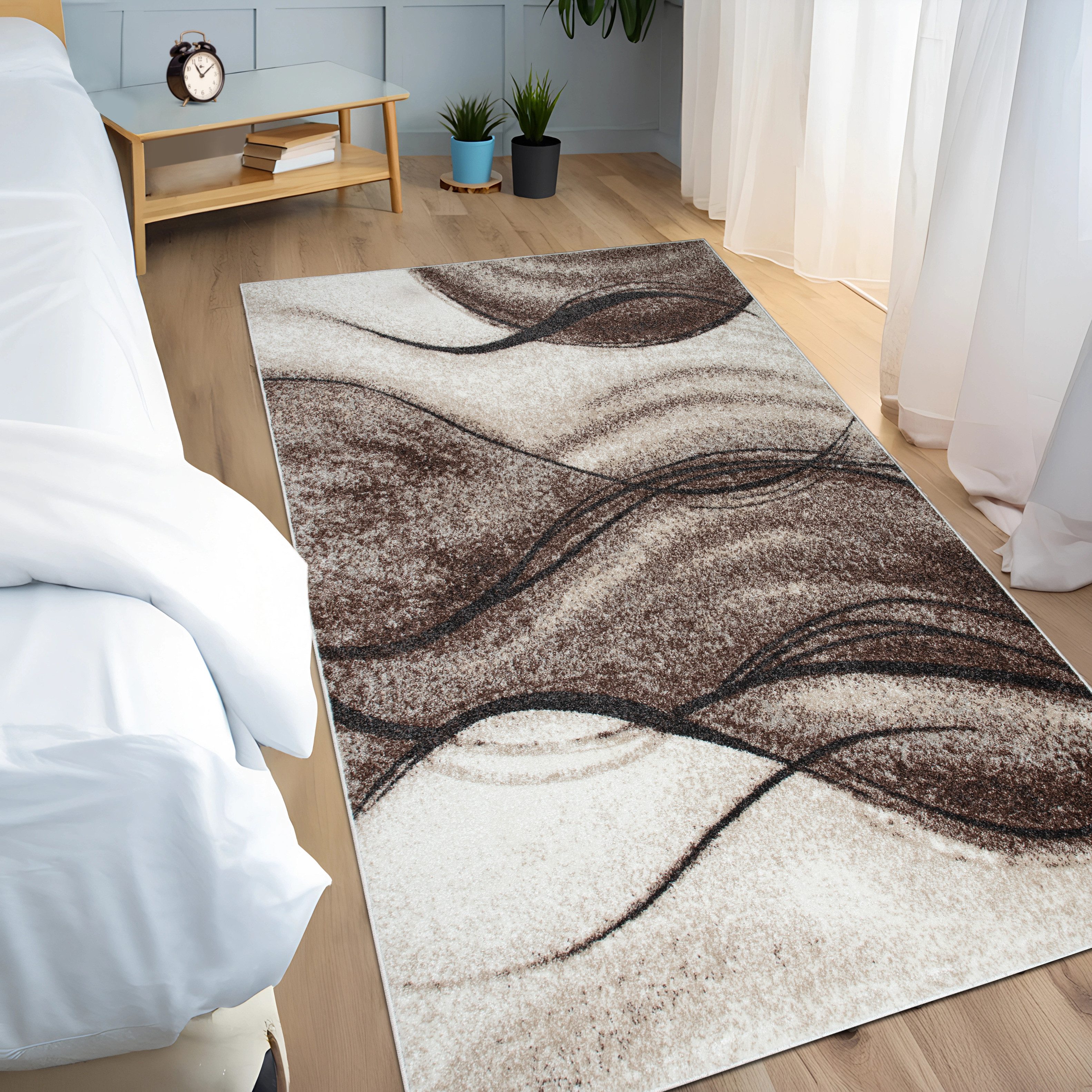 my home Vloerkleed Tritom met bijzonder zachte pool, kortpolig, modern golvenmotief