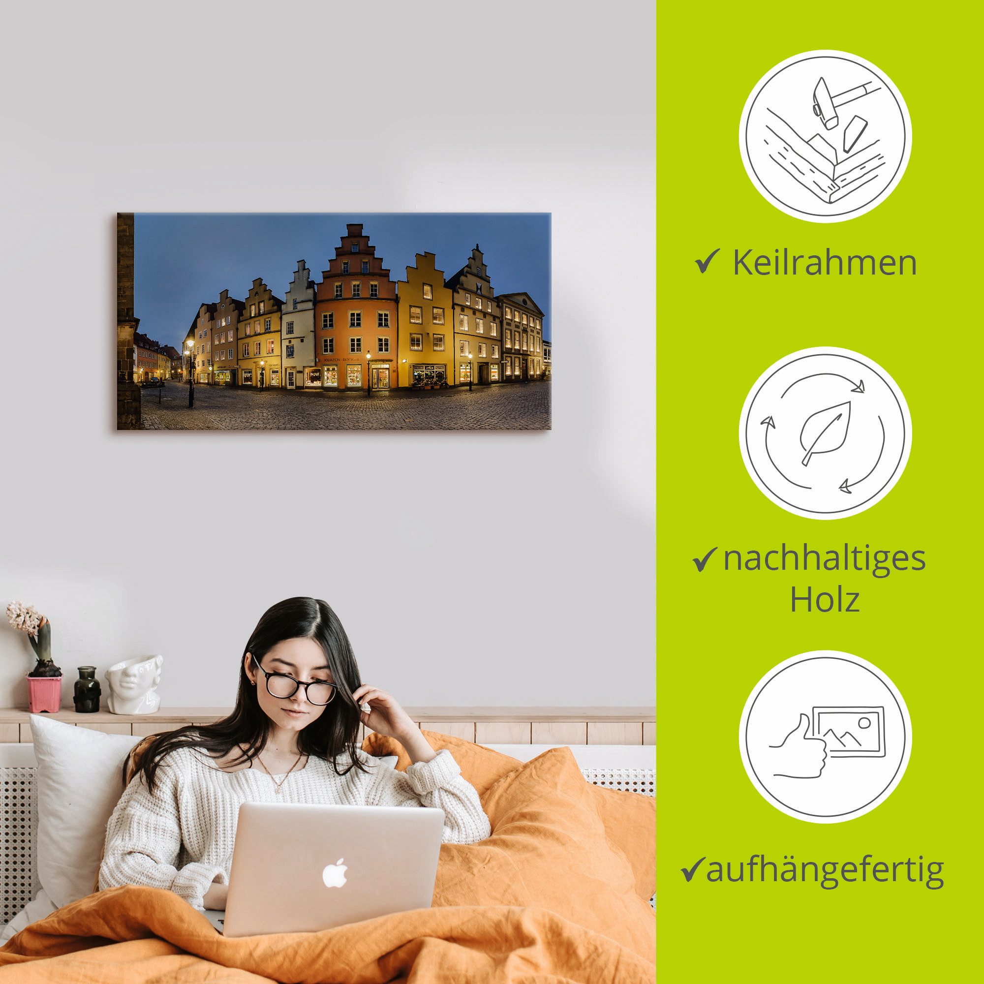 Artland Artprint op linnen Oude binnenstad Osnabrück