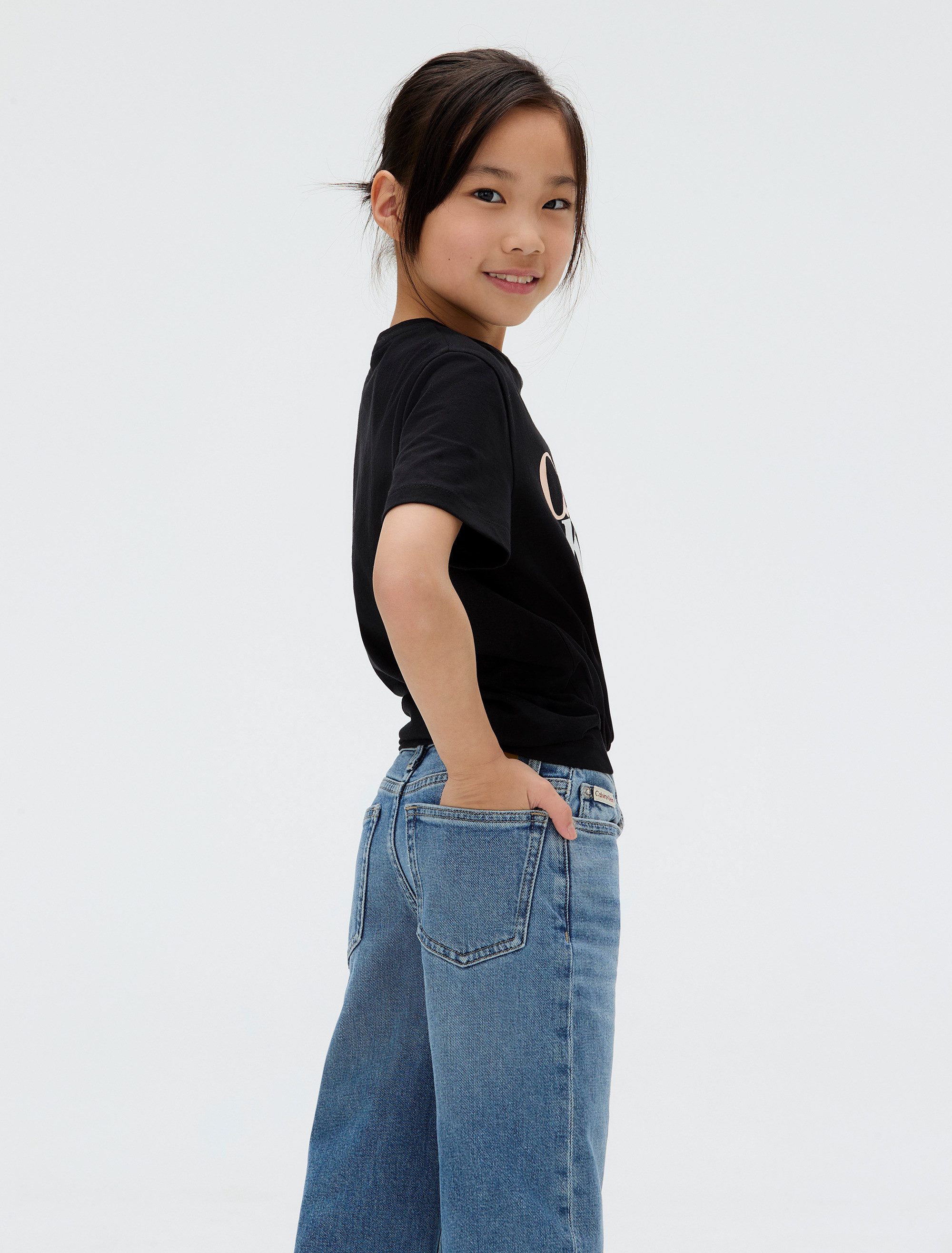 Calvin Klein Wijde jeans HR WIDE LEG AUTHENTIC BLUE DENIM voor kinderen tot 16 jaar, met wijde pijpen