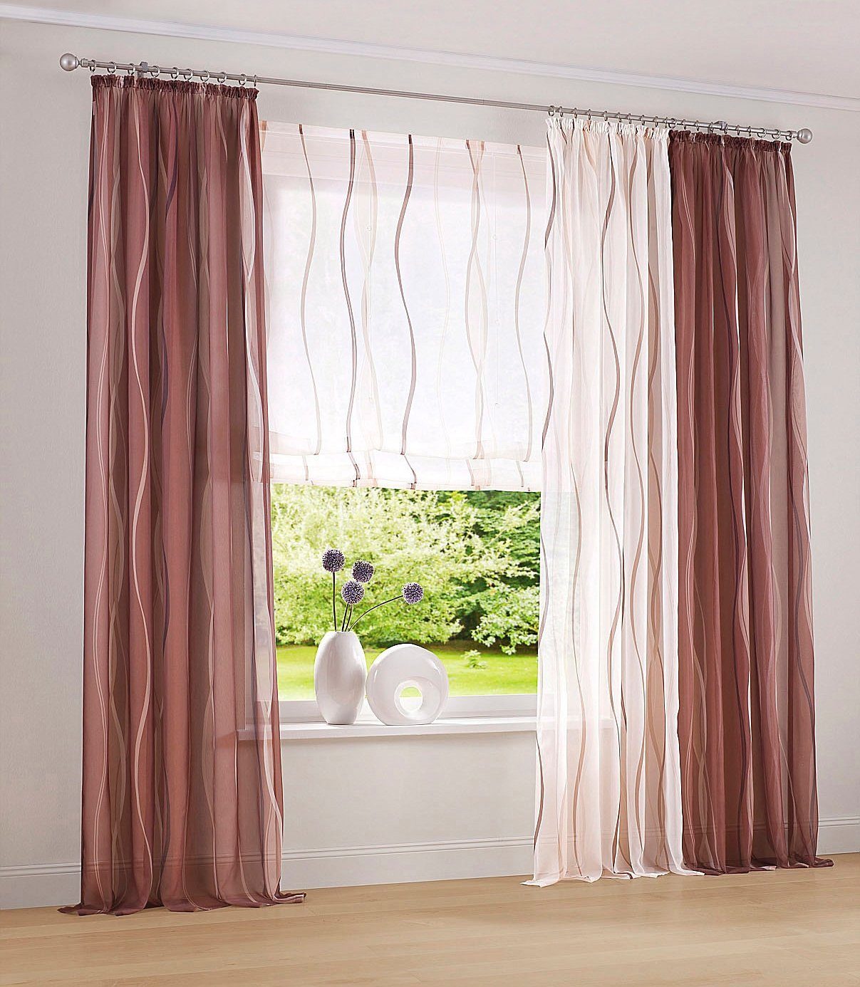 my home Romeins rolgordijn Dimona Transparant, voile, polyester, golven (1 stuk)