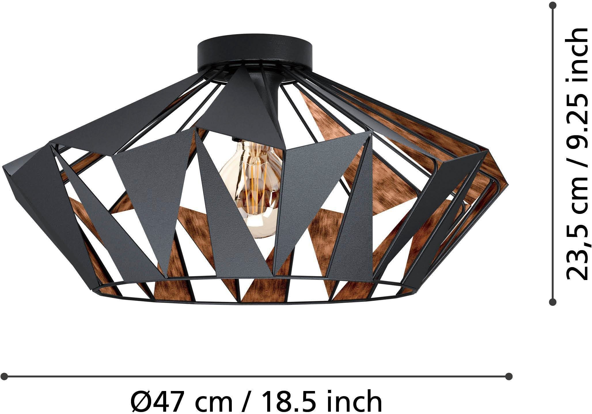 EGLO Plafondlamp CARLTON 6 Plafondlamp vintage, industrial, retro, E27, staal, Ø 47 cm (1 stuk)