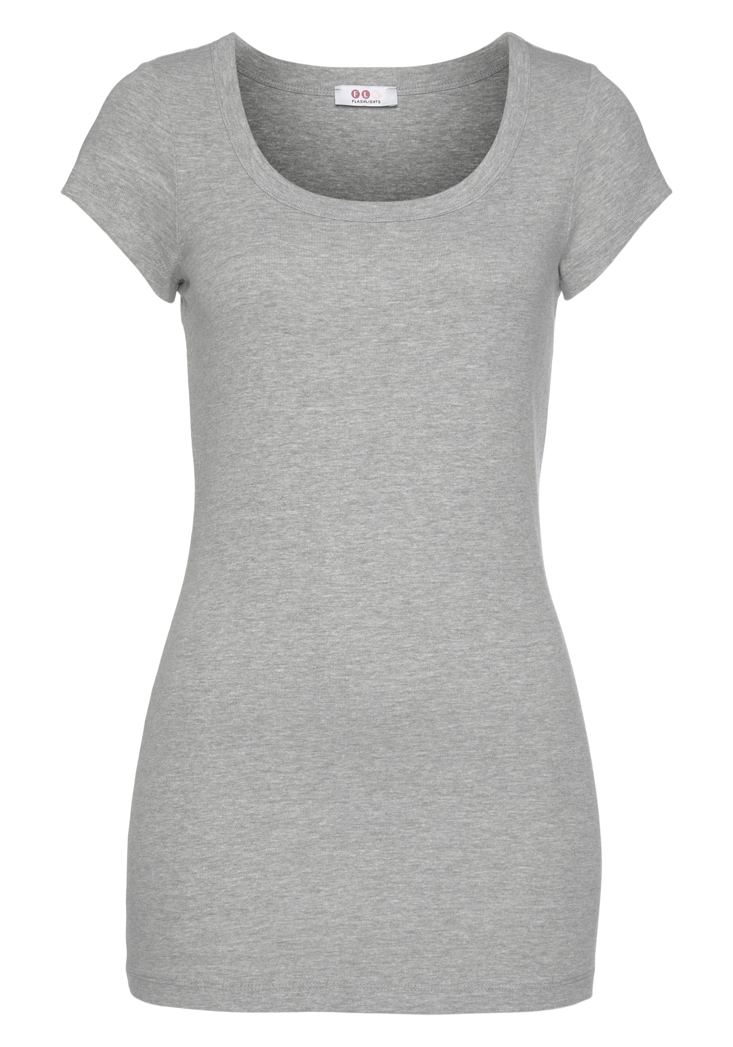 Flashlights T-shirt figuurvolgende snit, effen, ronde hals (Set van 2)