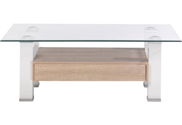 Salontafel met lade en vensterglasplaat Salontafel met lade en vensterglasplaat