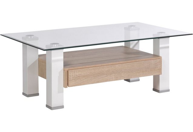Salontafel met lade en vensterglasplaat Salontafel met lade en vensterglasplaat