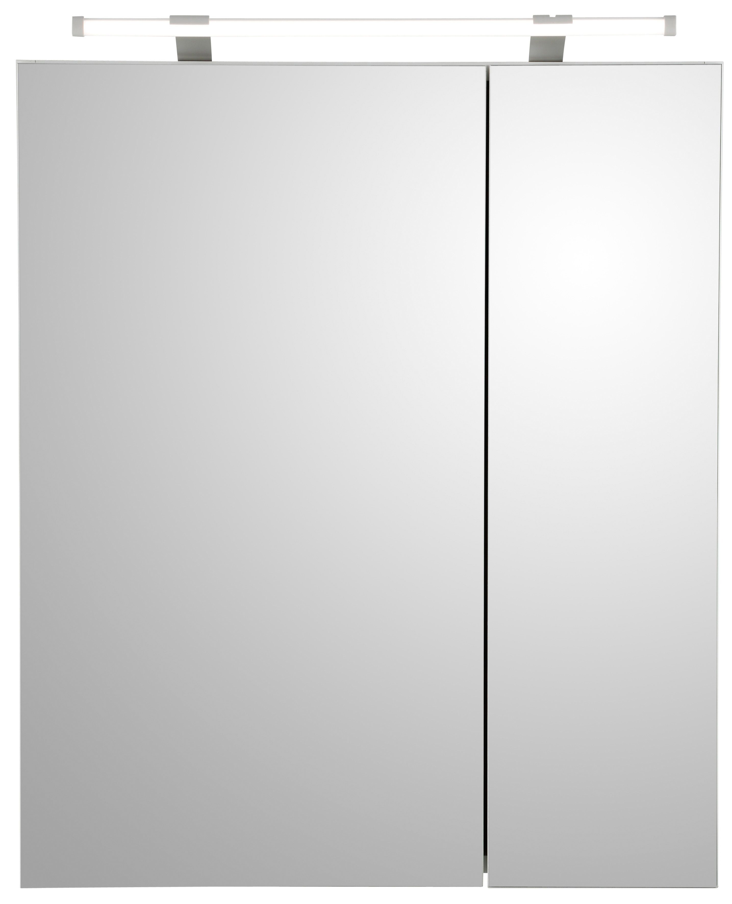 Schildmeyer Spiegelkast Dorina, met in hoogte verstelbare glazen planken Breedte 60 cm, 2-deurs, ledverlichting, schakelaar-/stekkerdoos