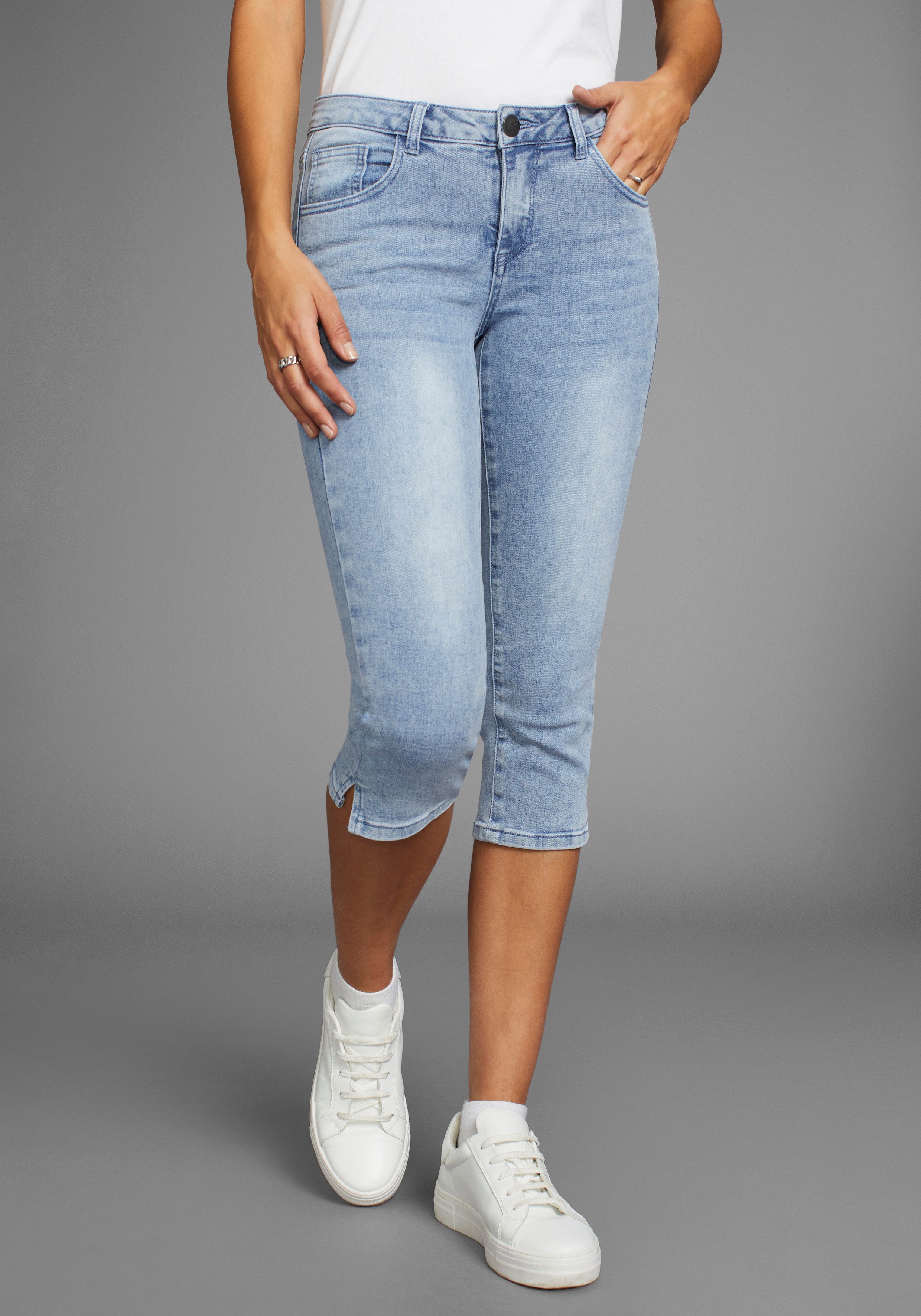 Arizona Capri jeans Ultra Stretch extra-strakke snit, modieuze beenafsluiting met split