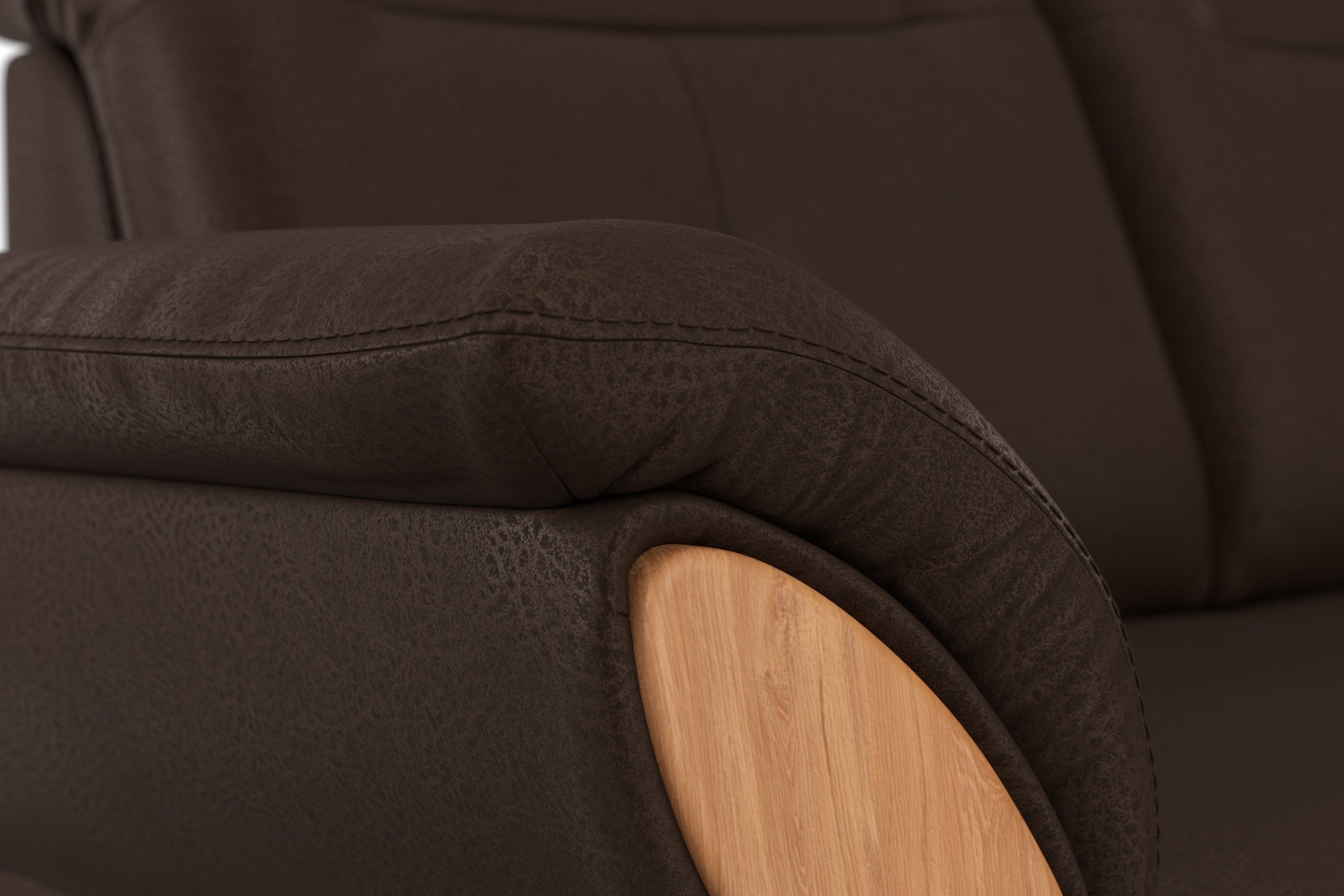 Home affaire 2-zitsbank Dangast Verstelbare hoofdsteun, houten frontlijsten, naar keuze ook in Easy clean bekleding