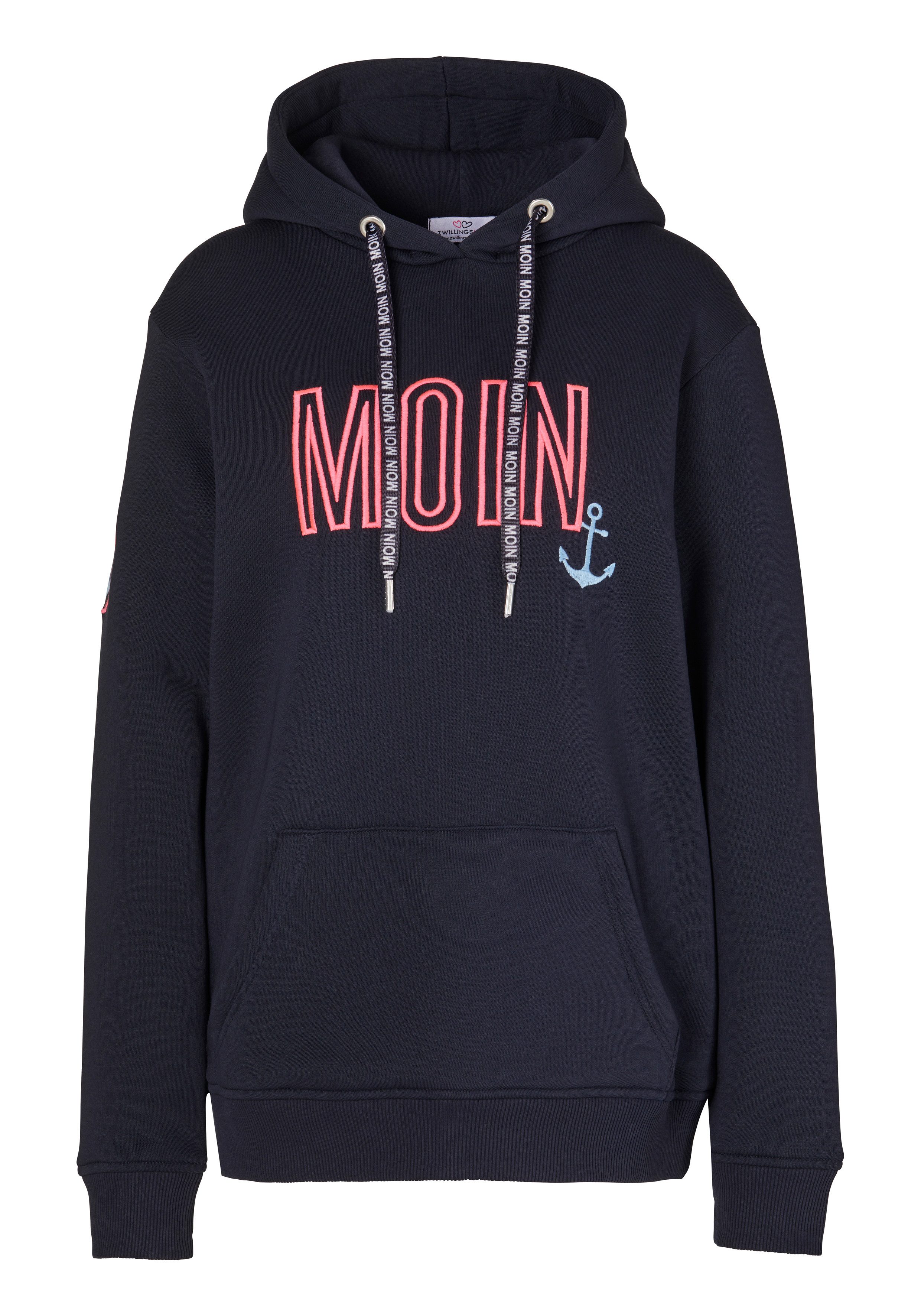 Zwillingsherz Hoodie Limited Edition met capuchon geborduurd "moin" en ankerontwerp exclusief bij otto