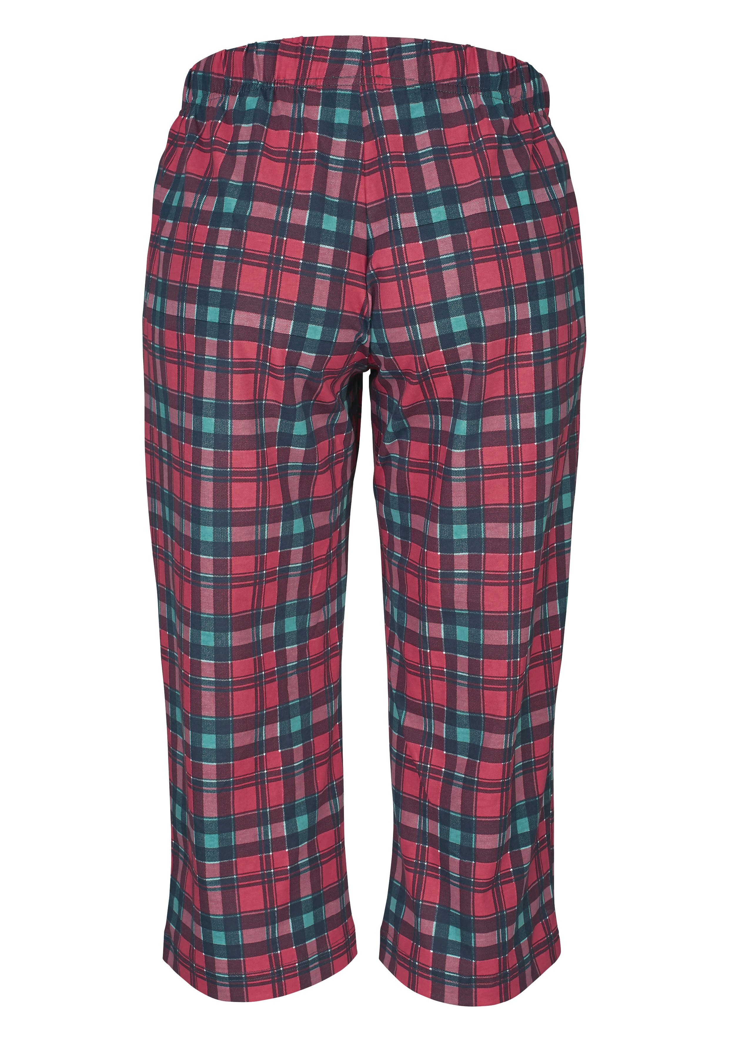 H.I.S Capripyjama met geruite broek en bijpassend basic shirt (2-delig, 1 stuk)