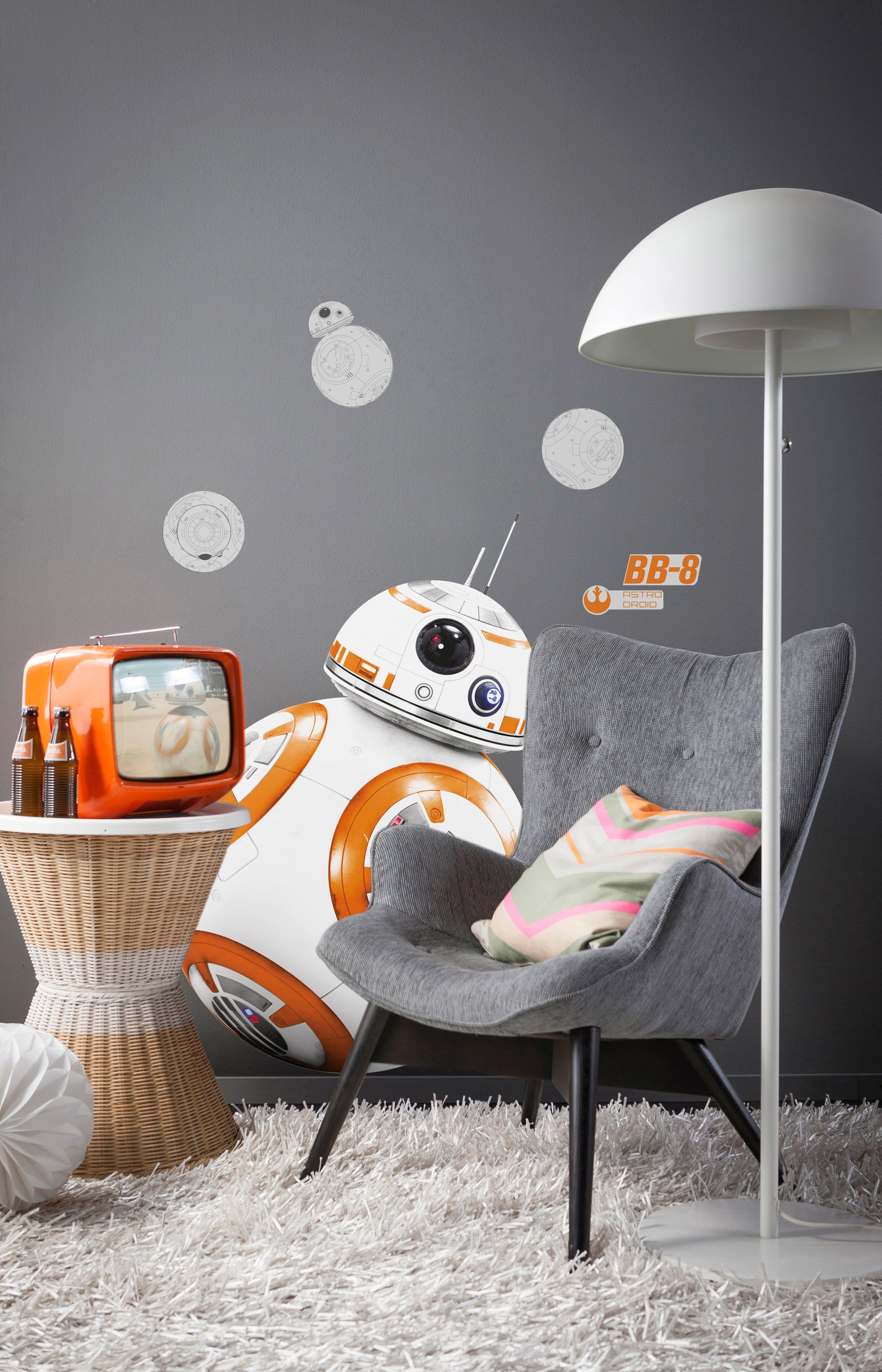 Komar Wandfolie Star Wars BB-8 - afm. 100 x 70 cm zelfklevend, wandstickers, kinderkamer (set, 6-delig)