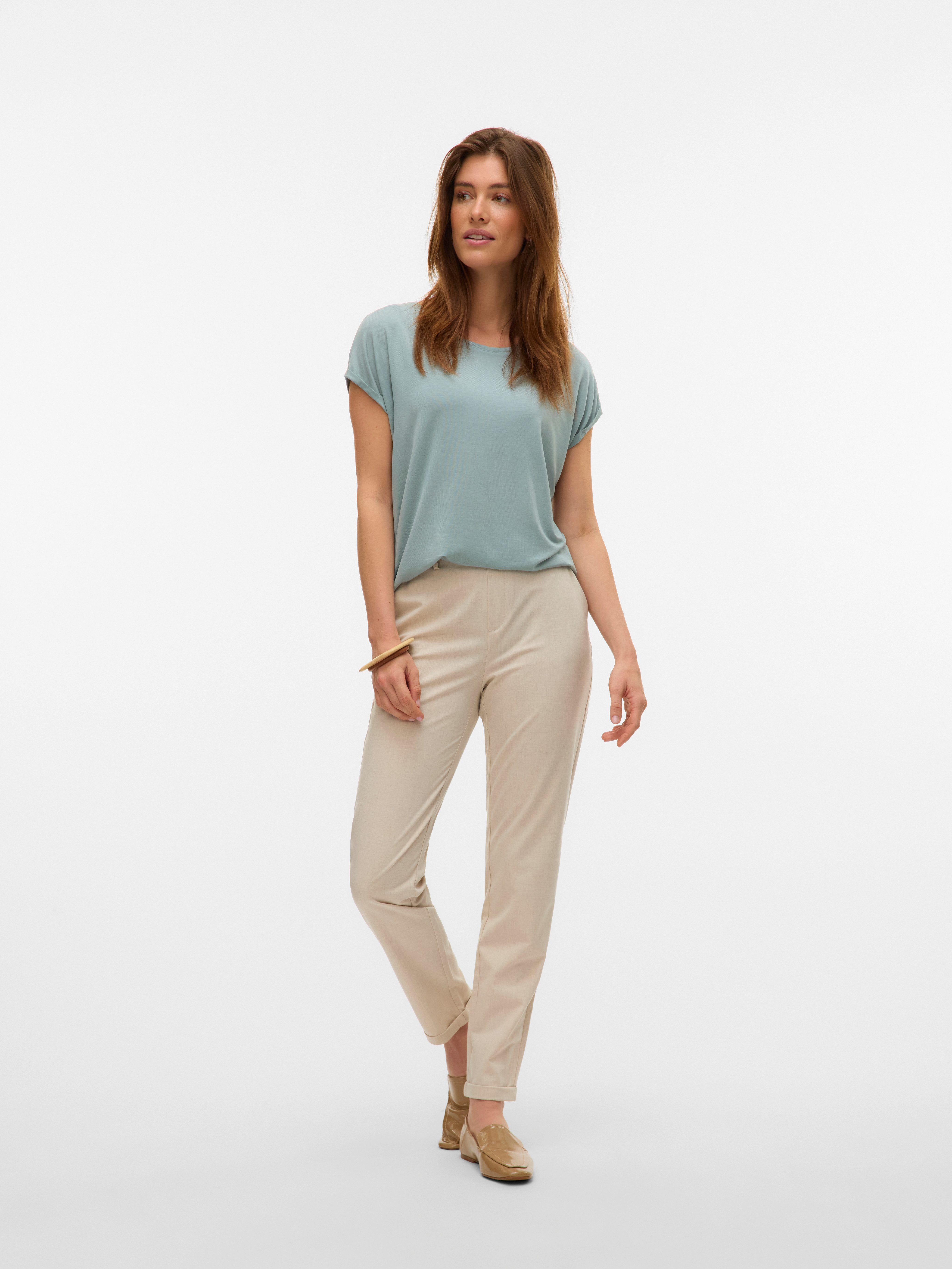 Vero Moda Shirt met ronde hals VMAVA PLAIN SS TOP GAJRS NOOS