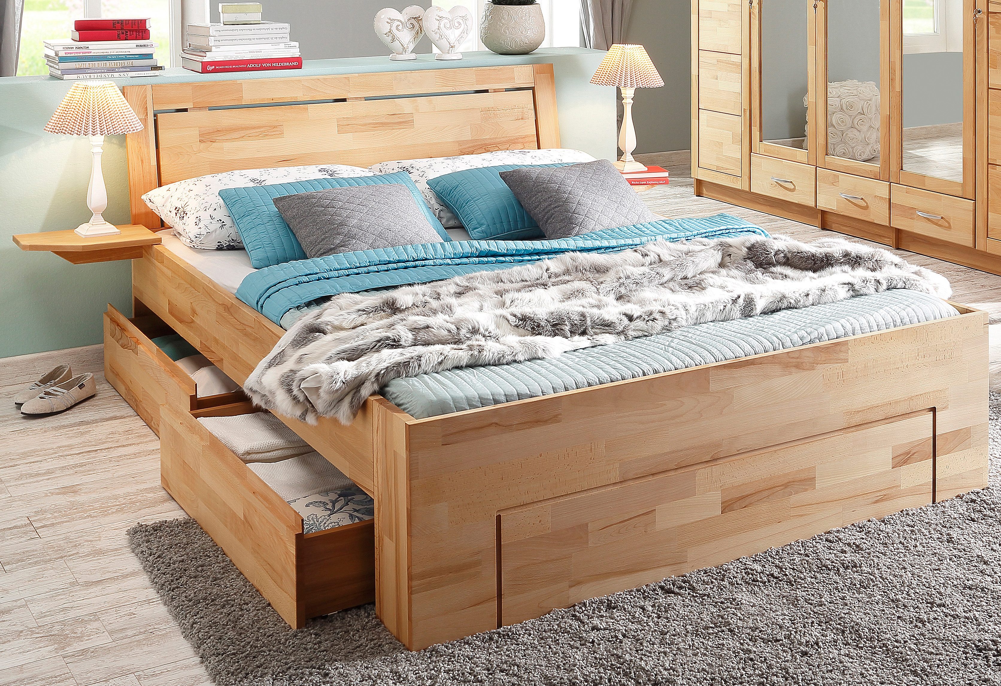 Home affaire Massief houten ledikant SABRINA Bed met bergruimte met hoge stabiliteit, inclusief laden