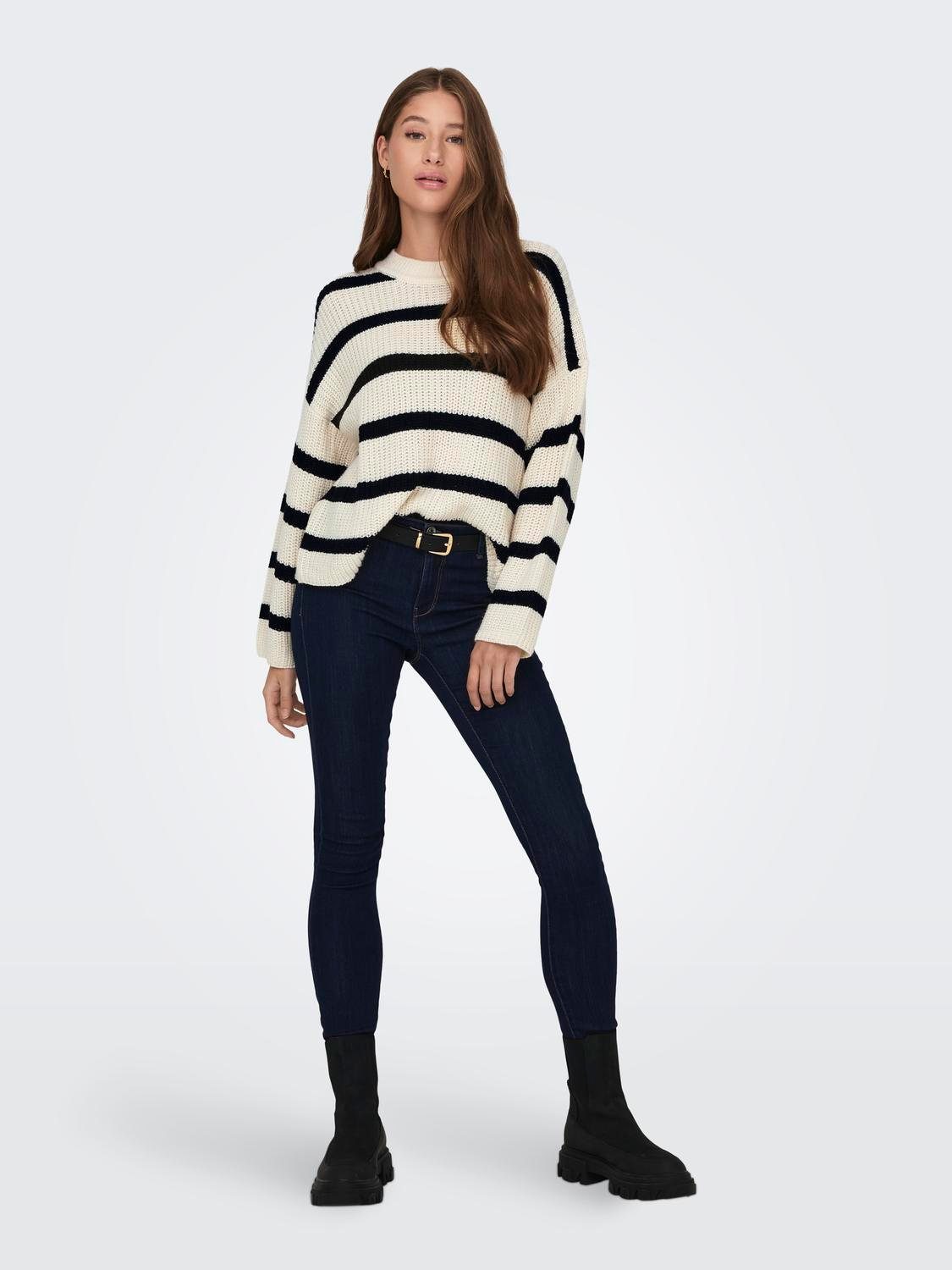 JDY Gebreide trui JDYJUSTY L/S STRIPE PULLOVER KNT NOOS
