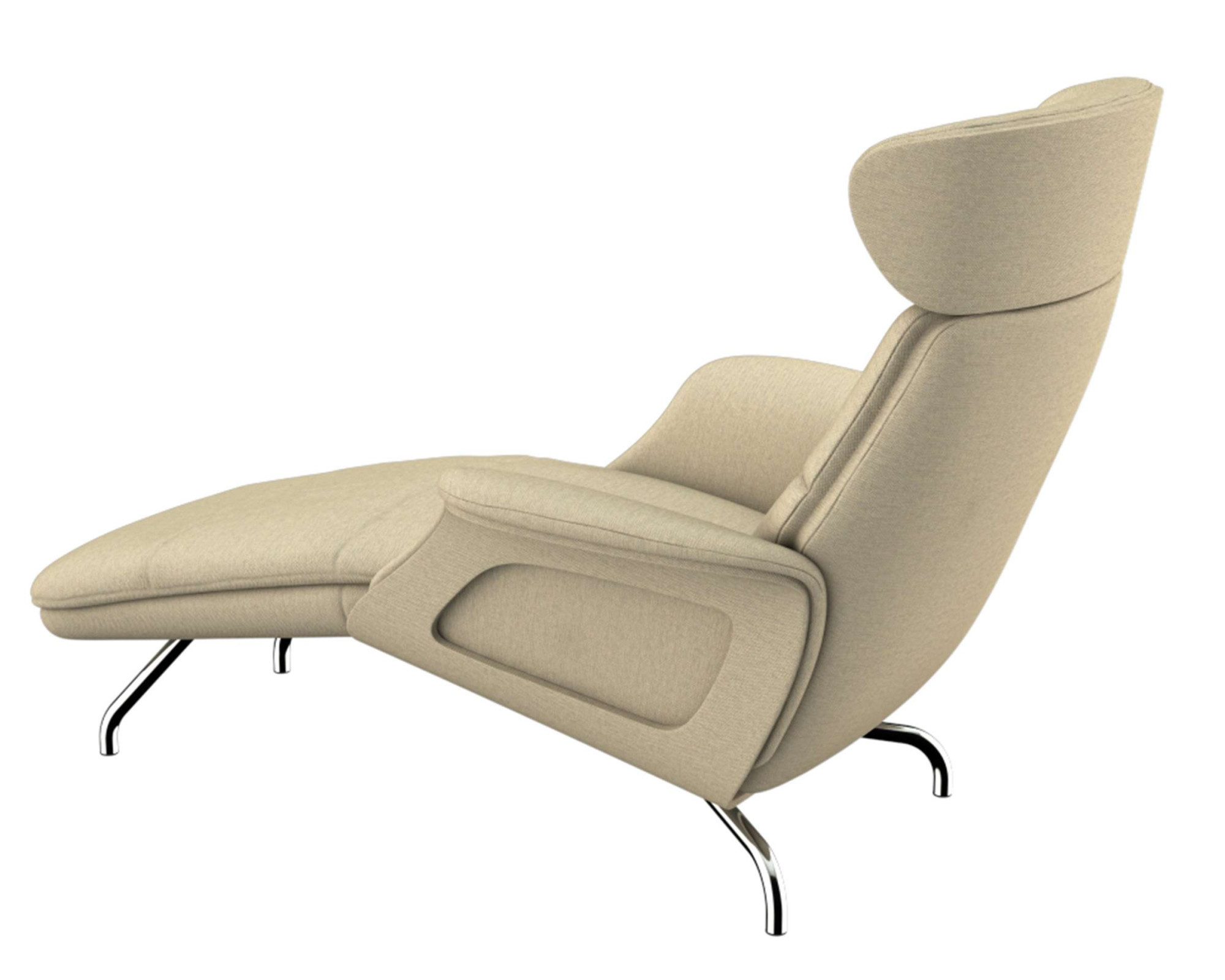 FLEXLUX Loungestoel Clement chaise longue, relaxstoel, ligstoel Rug- en hoofdsteunverstelling, armleuning, walnoot, voet van aluminium