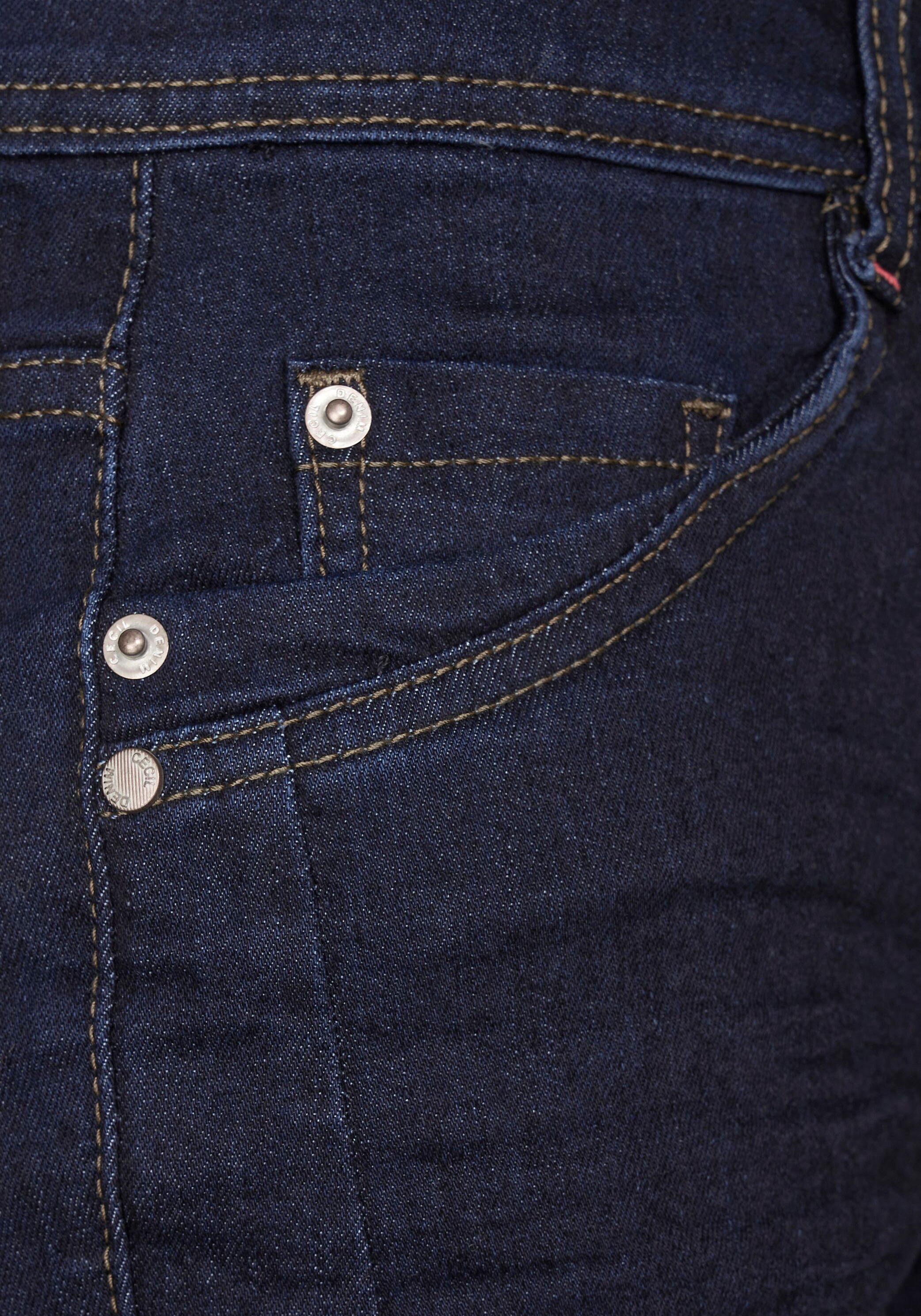 Cecil Slim fit jeans met donkerblauwe wassing