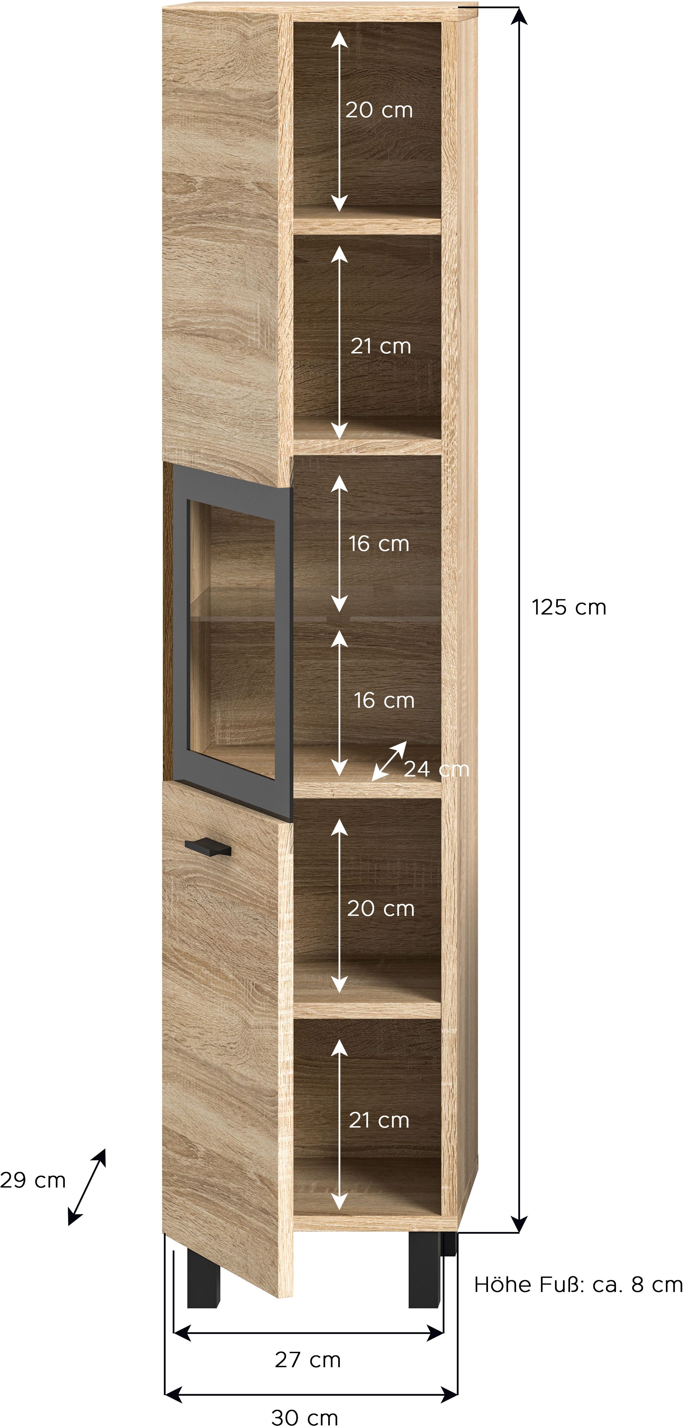 welltime Hoge kast Tampa, hoogte 125cm, hangend of staand te monteren Badkamerkast, hangkast badkamer, badkamer, badkamermeubels