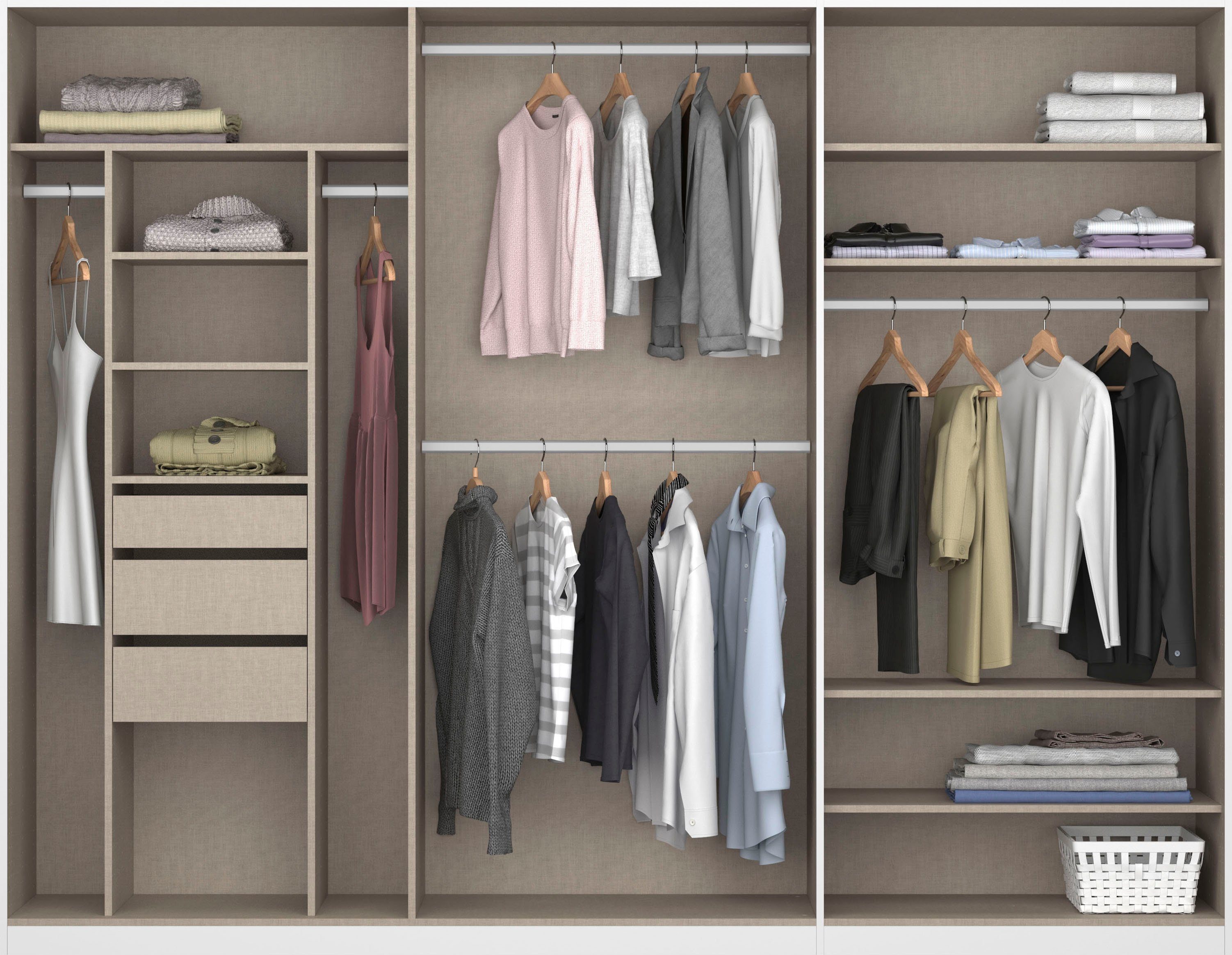 rauch Draaideurkast Kledingkast kast garderobe TOPSELLER OTELI incl. binnenindeling met 3 binnenlades extra planken optioneel met spiegel made in germany