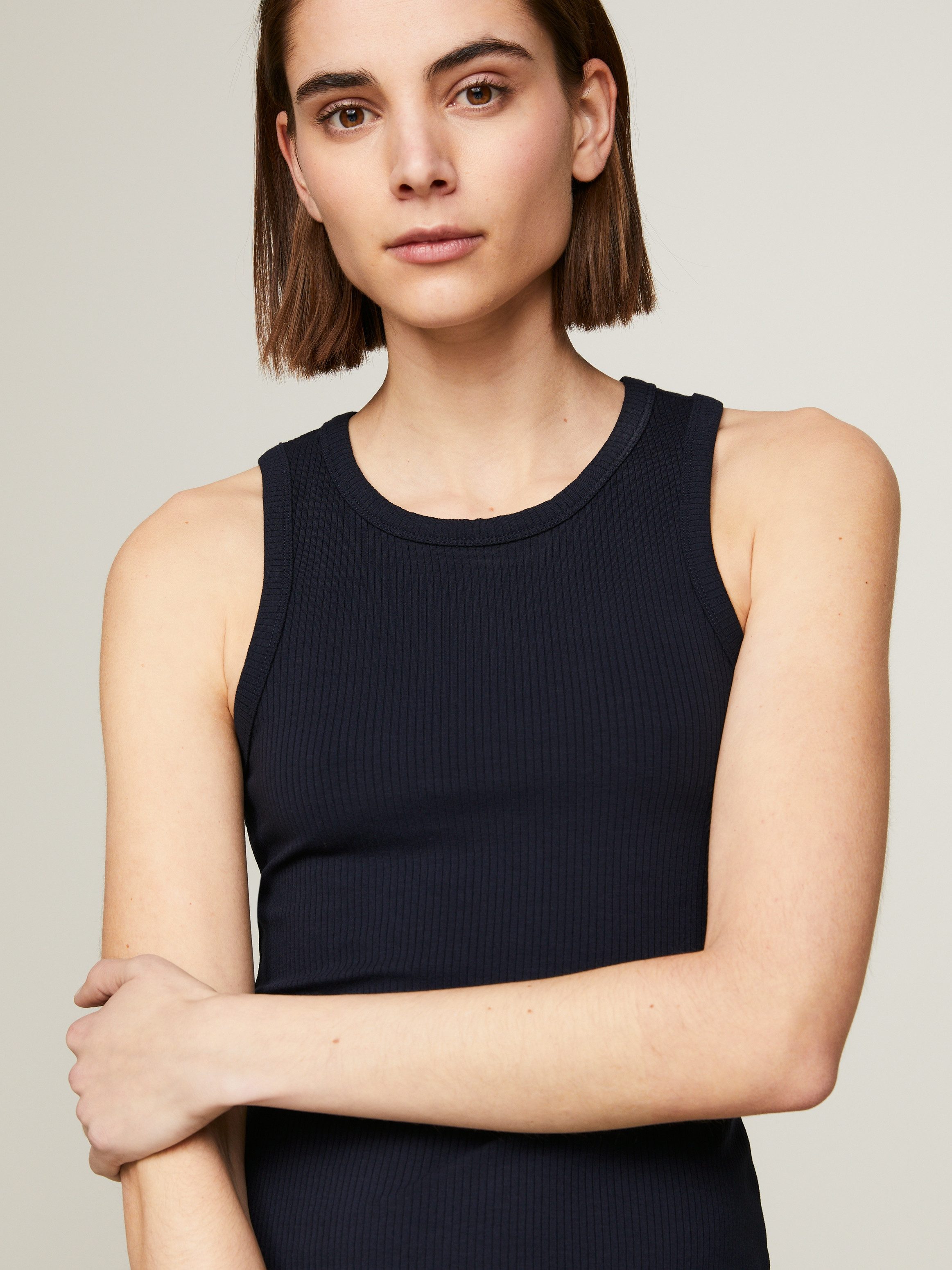 Tommy Hilfiger Jerseyjurk SLIM 5X2 RIB MIDI DRESS NS