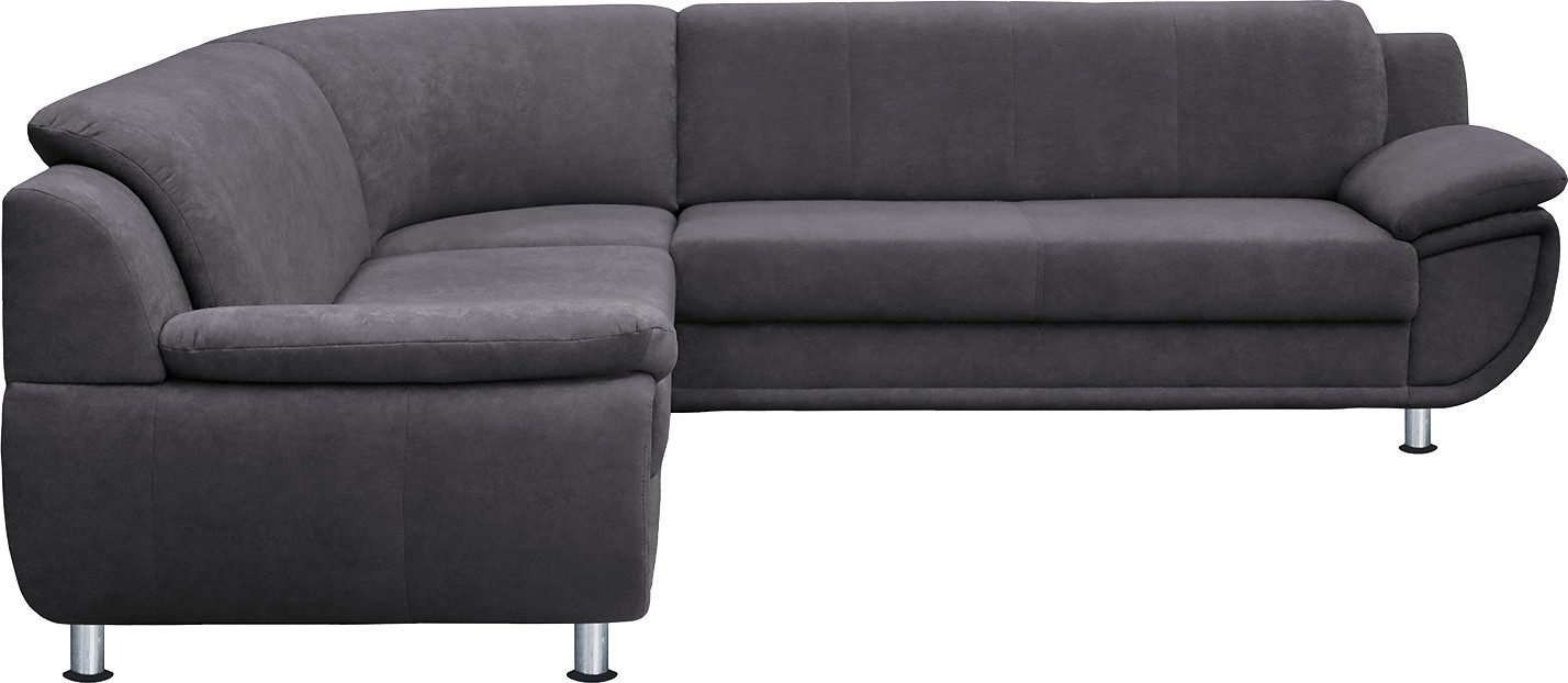 TRENDMANUFAKTUR Hoekbank Rondo wahlweise mit Schlaffunktion, bequeme Armlehnen, Bestseller L-vorm, optioneel met binnenvering, poten chroomkleurig
