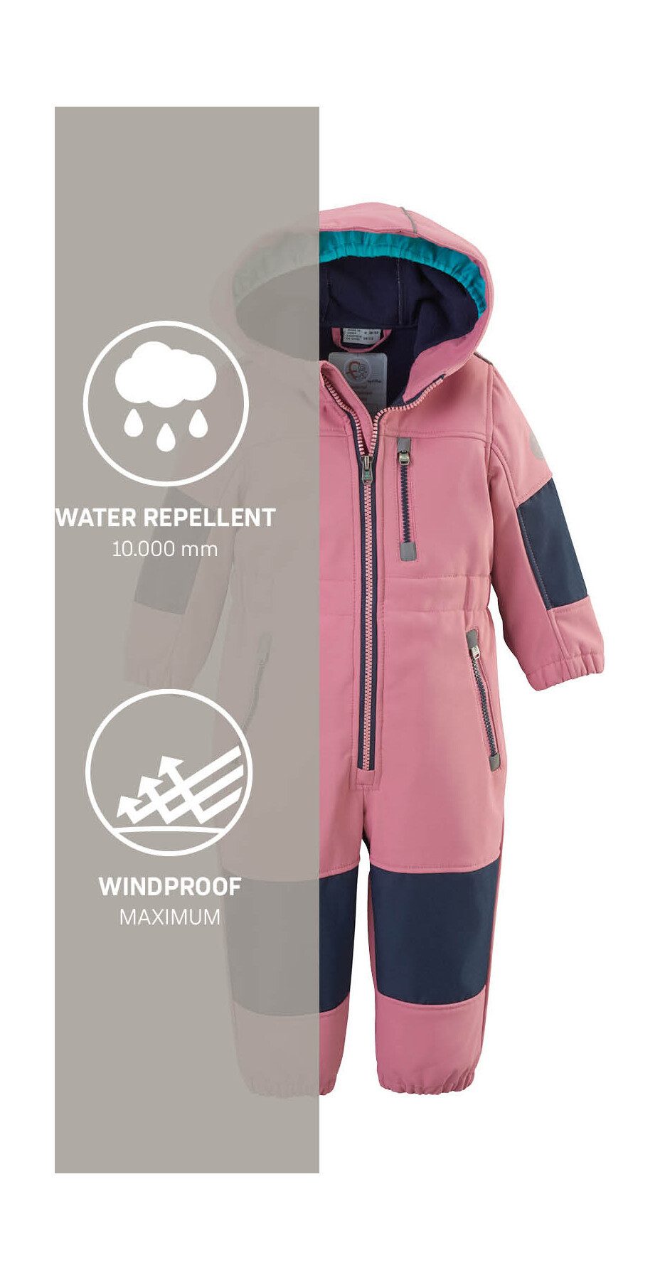 first instinct by killtec Jumpsuit FIOW 35 MNS ONPC Softshellpak met fleece binnenin, waterafstotend, winddicht