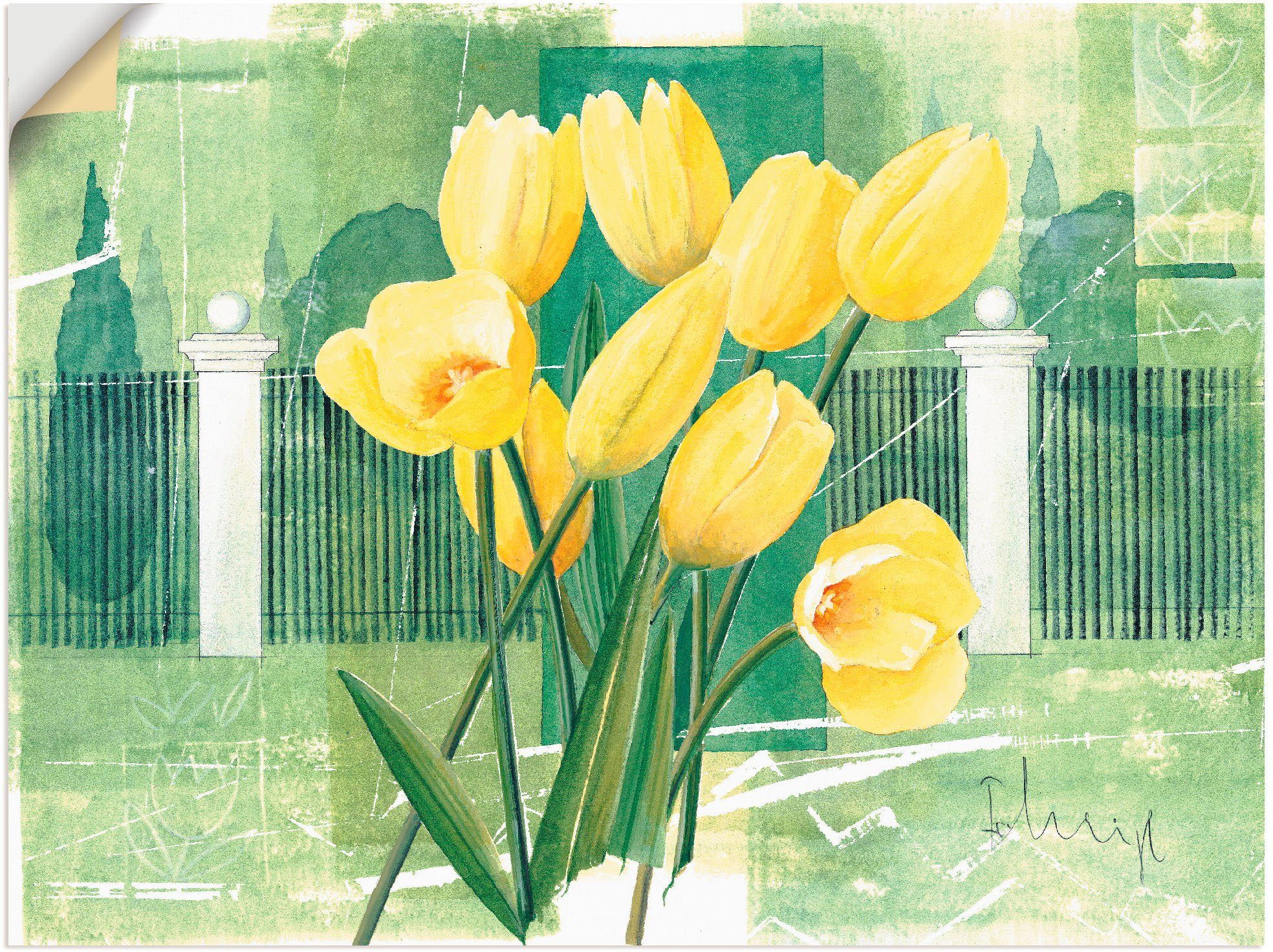 Artland Artprint Tulpen in kasteelpark in vele afmetingen & productsoorten -artprint op linnen, poster, muursticker / wandfolie ook geschikt voor de badkamer (1 stuk)