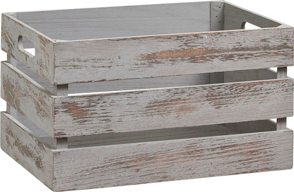 Zeller Present Houten kist Vintage Diepte: ca. 25 cm, Breedte: ca. 35 cm (1 stuk) manden & dozen grijs