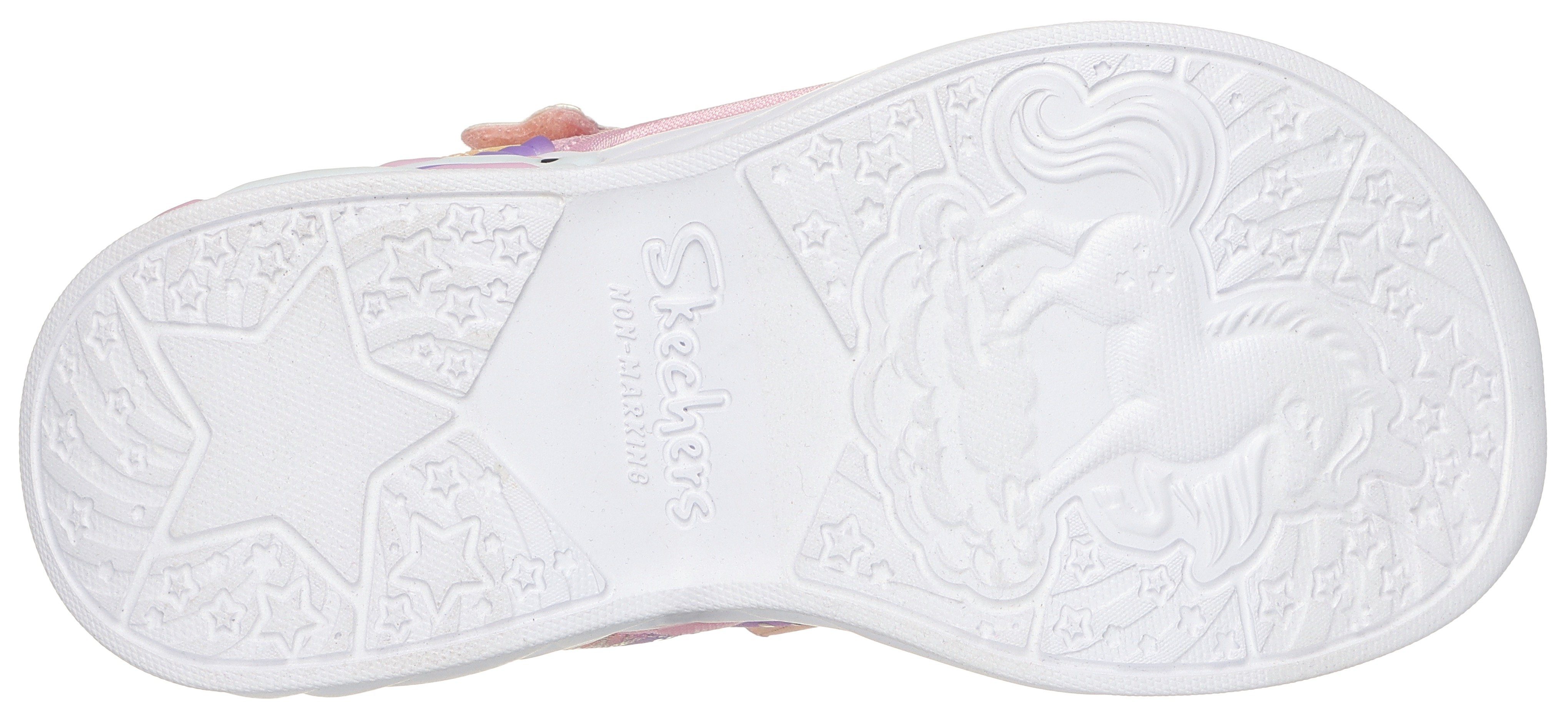 Skechers Sandalen UNICORN DREAMS SANDAL MAJESTIC BLISS , zomerschoen, klittenbandschoen, flitsende schoen, flitsende eenhoorn applicatie