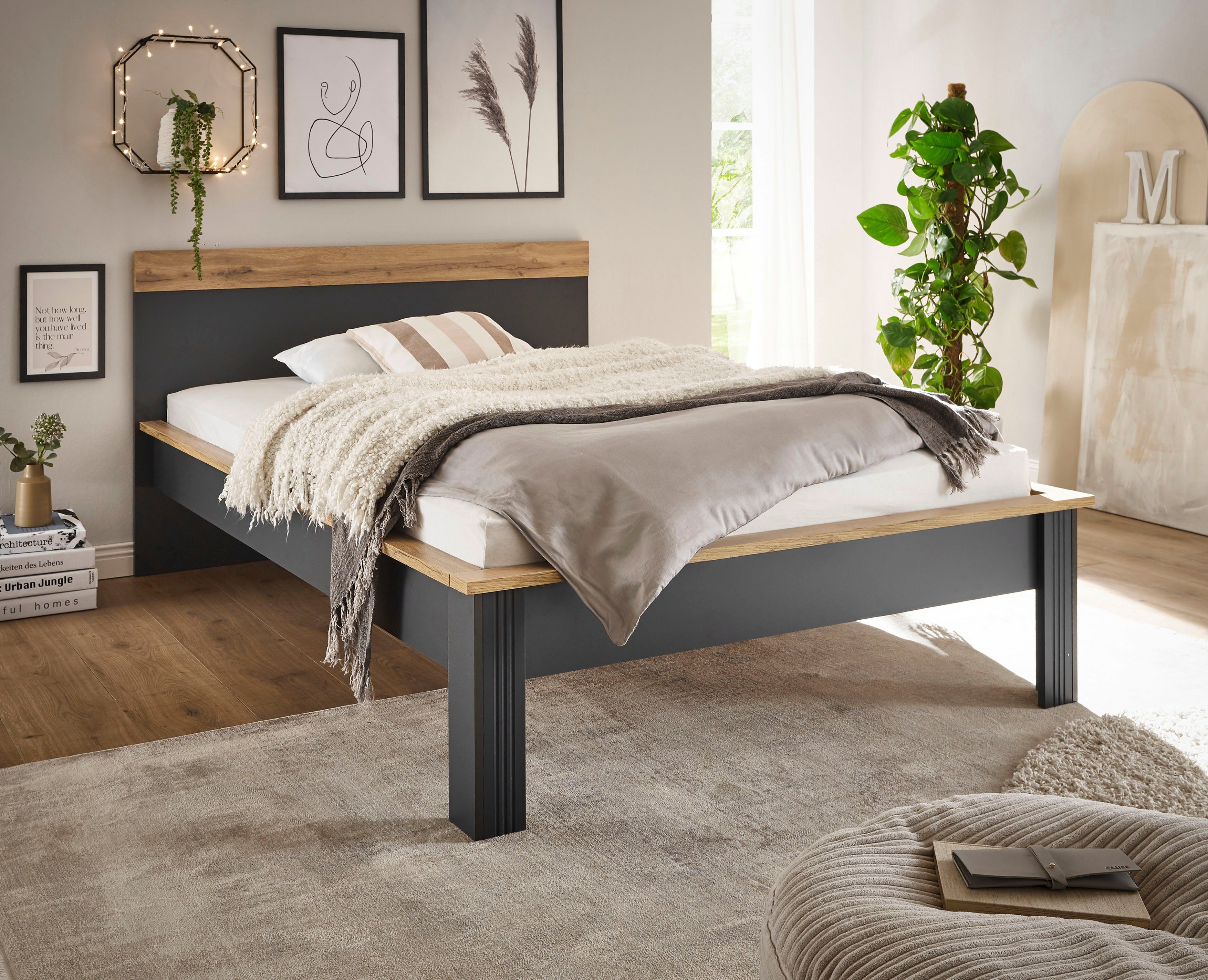 Home affaire 1-persoonsledikant WESTMINSTER bed in landelijke stijl, tweepersoonsbed, bedframe in verschillende kleuren beschikbaar, ligoppervlak