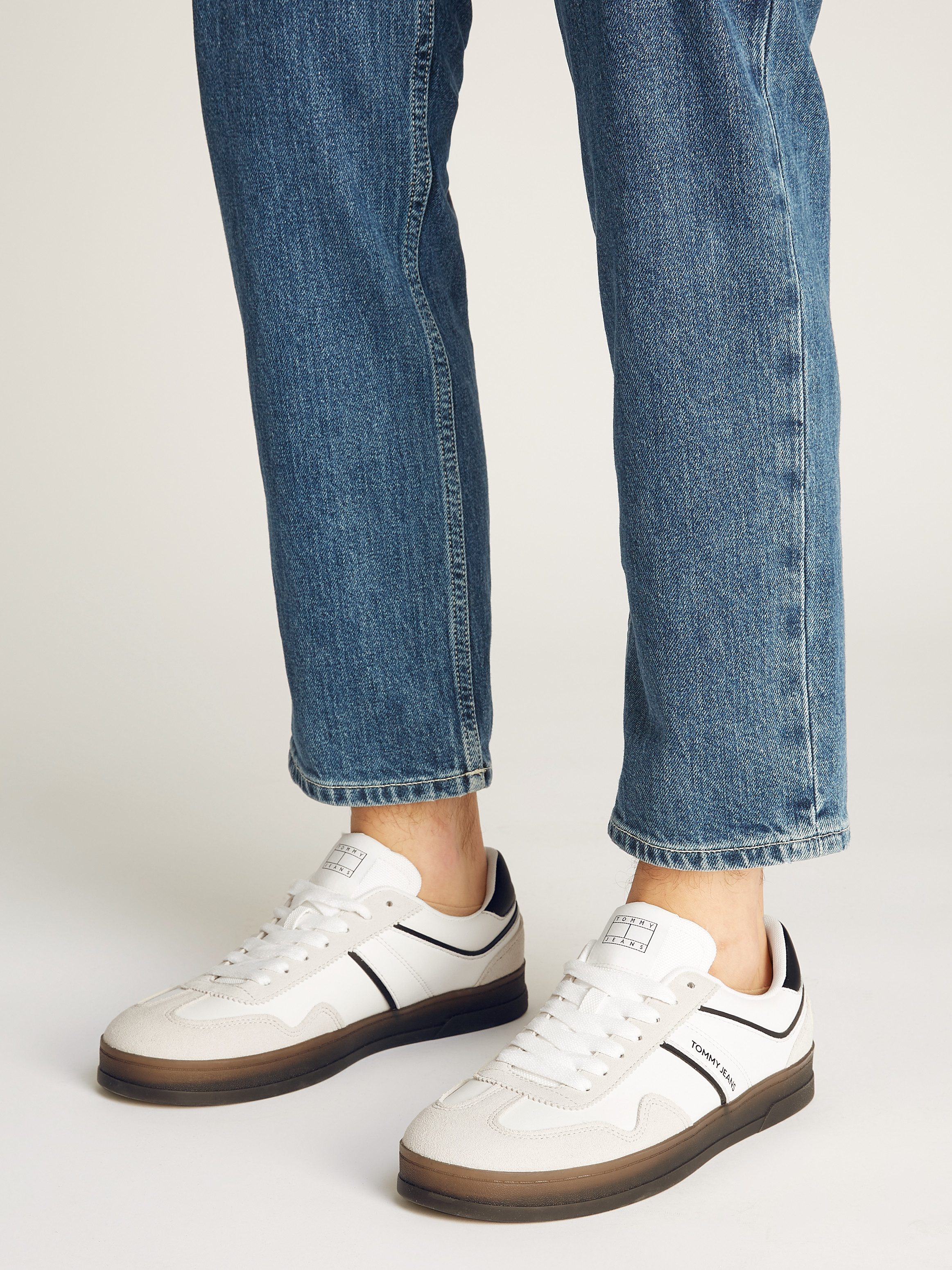 TOMMY JEANS Sneakers THE GREENWICH LEATHER vrijetijdsschoen, lage schoen, veterschoen met contrast bies