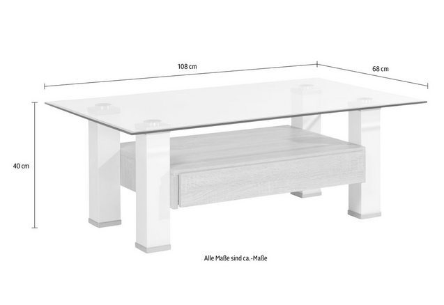 Salontafel met lade en vensterglasplaat Salontafel met lade en vensterglasplaat