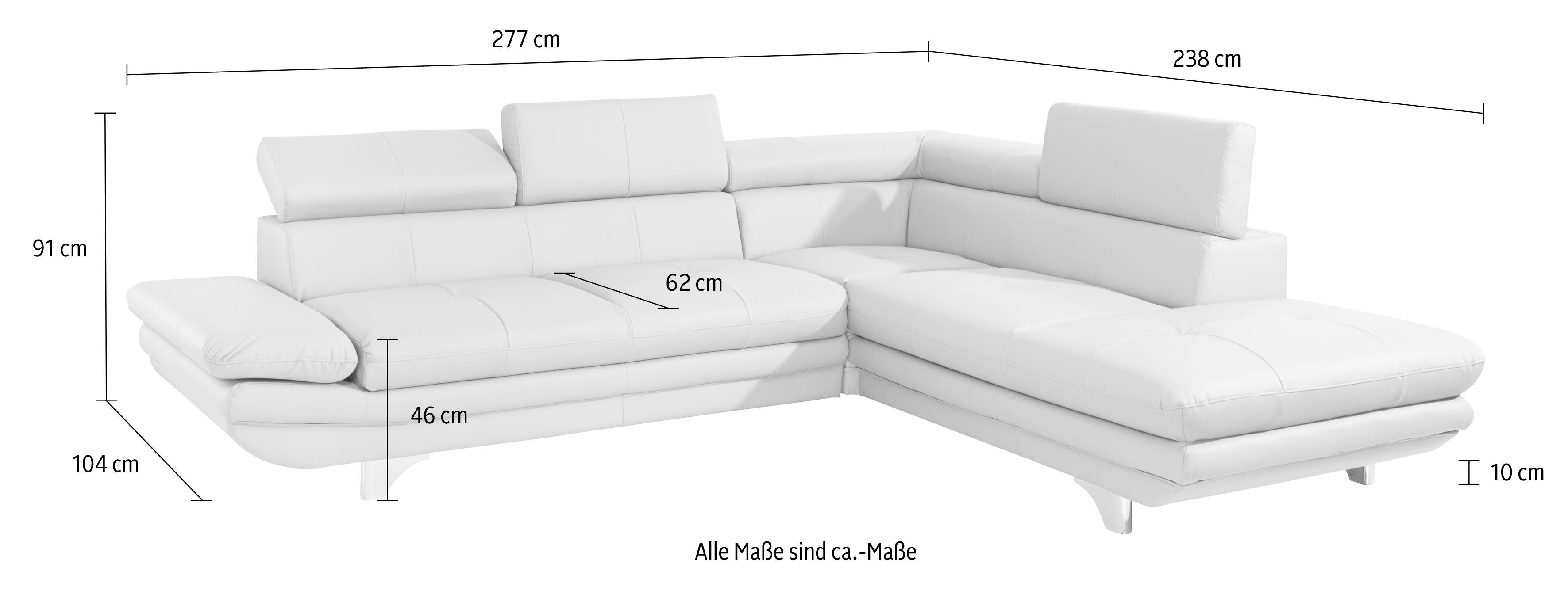 COTTA Hoekbank Enterprise L-vorm met hoofd- en armverstelling, optioneel met bedfunctie
