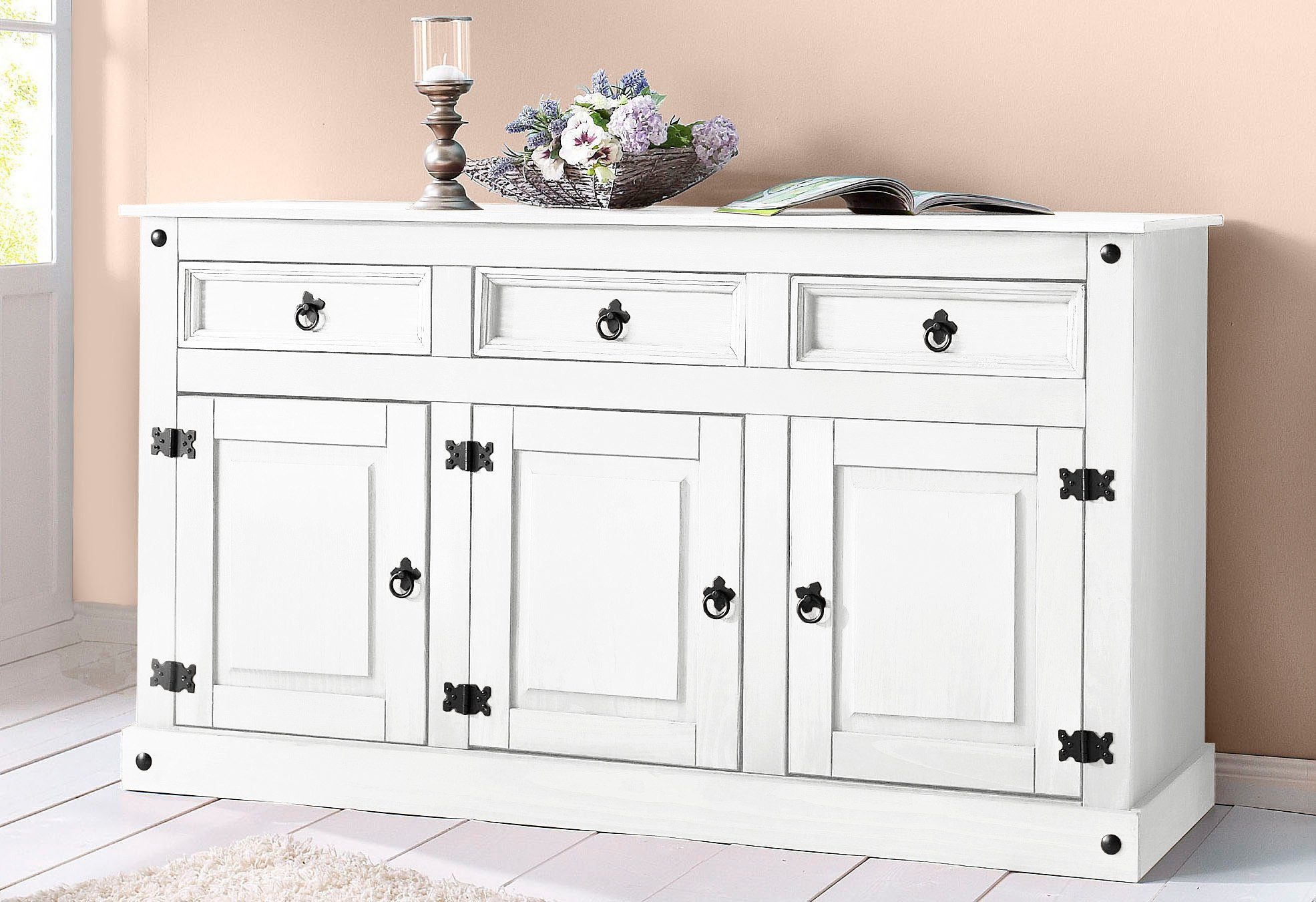 Home affaire Dressoir Mexico Commode van massief dennenhout, breedte 151 cm