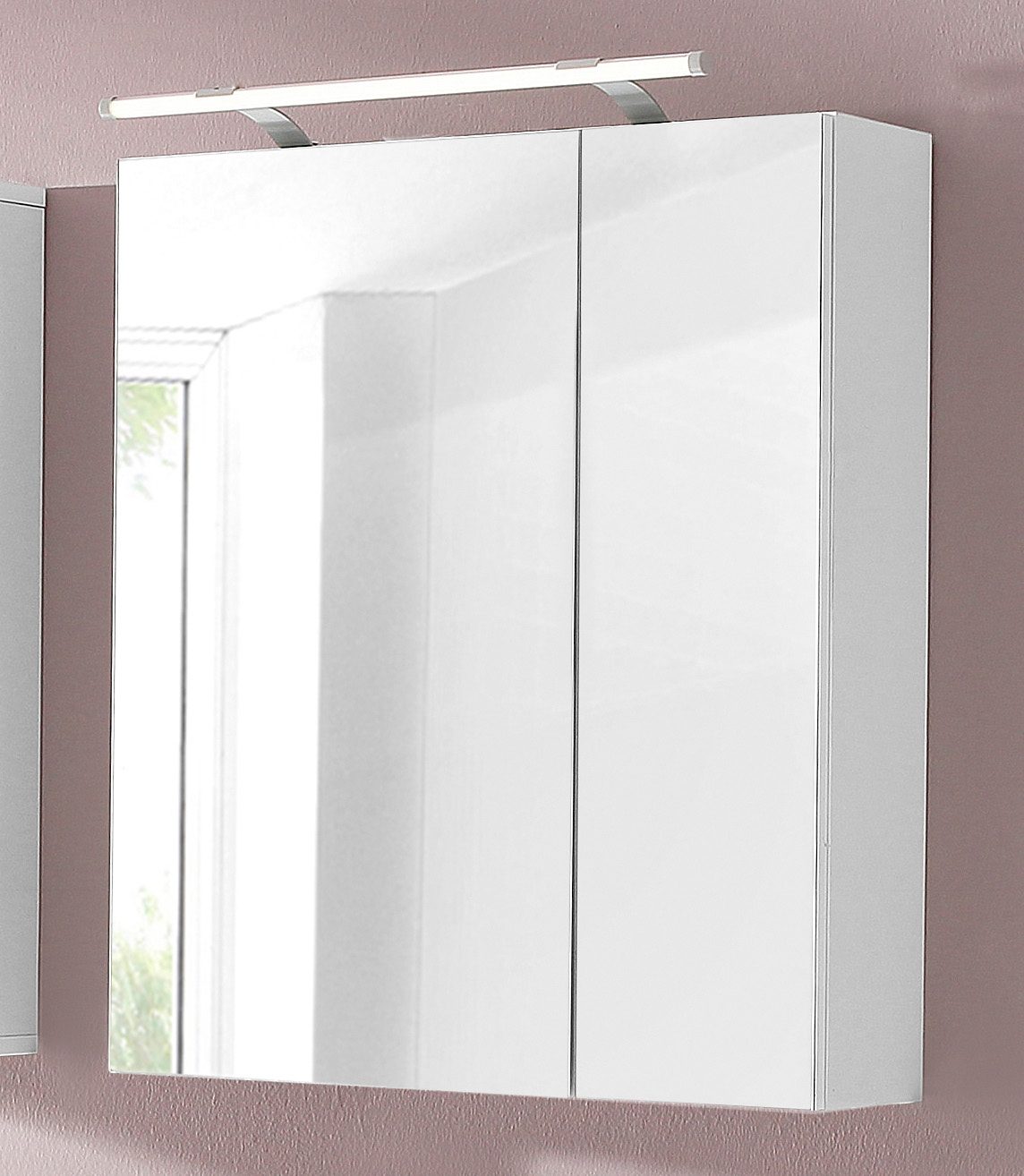 Schildmeyer Spiegelkast Dorina, met in hoogte verstelbare glazen planken Breedte 60 cm, 2-deurs, ledverlichting, schakelaar-/stekkerdoos