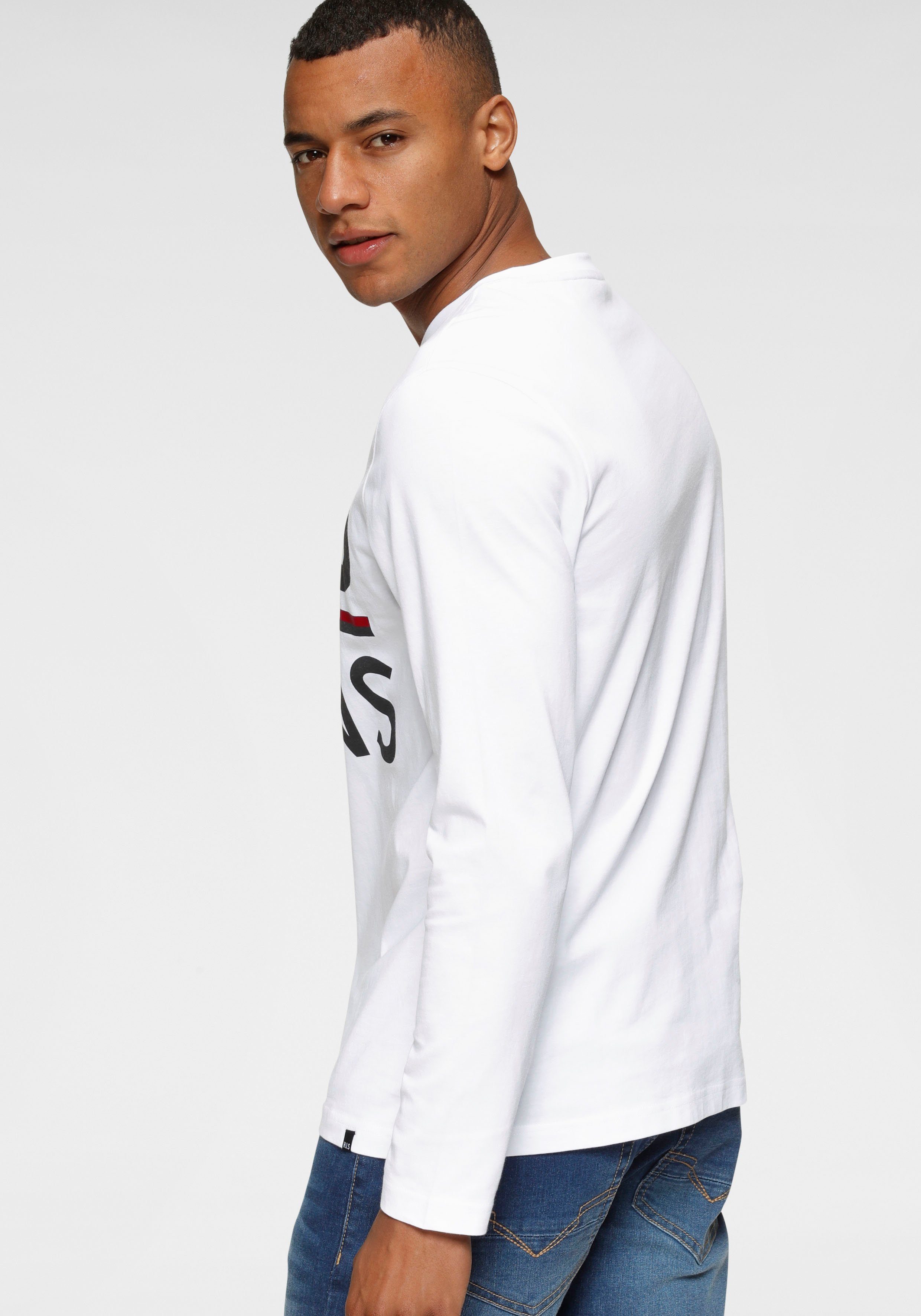 H.I.S Shirt met lange mouwen Lange mouwen, smalle basic-snit, bedrukt ontwerp