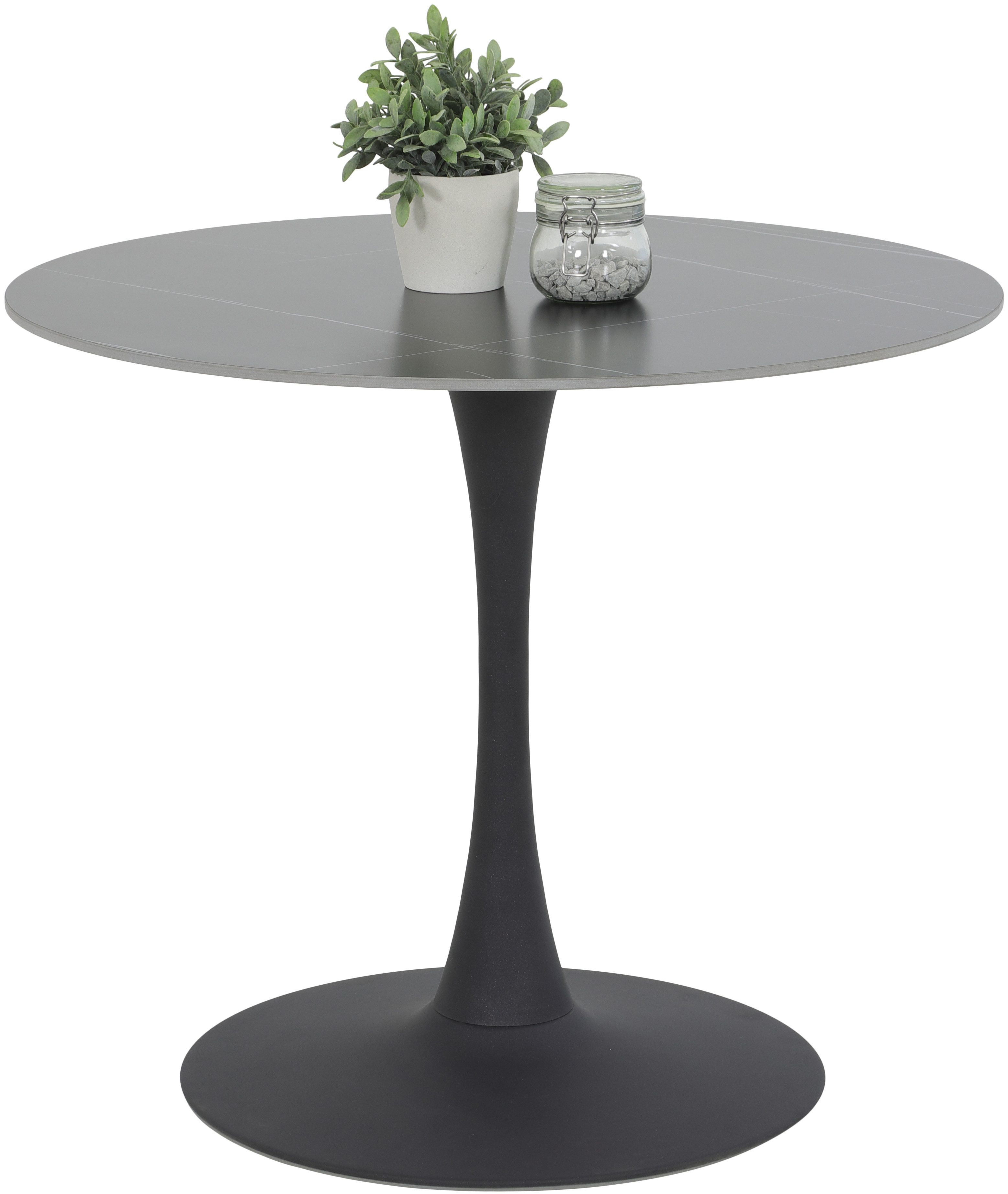 HELA Eethoek MOSEL Tafel 90x75 cm, ronde plaat, gesinterde steen, armleuningsstoel (3-delig)