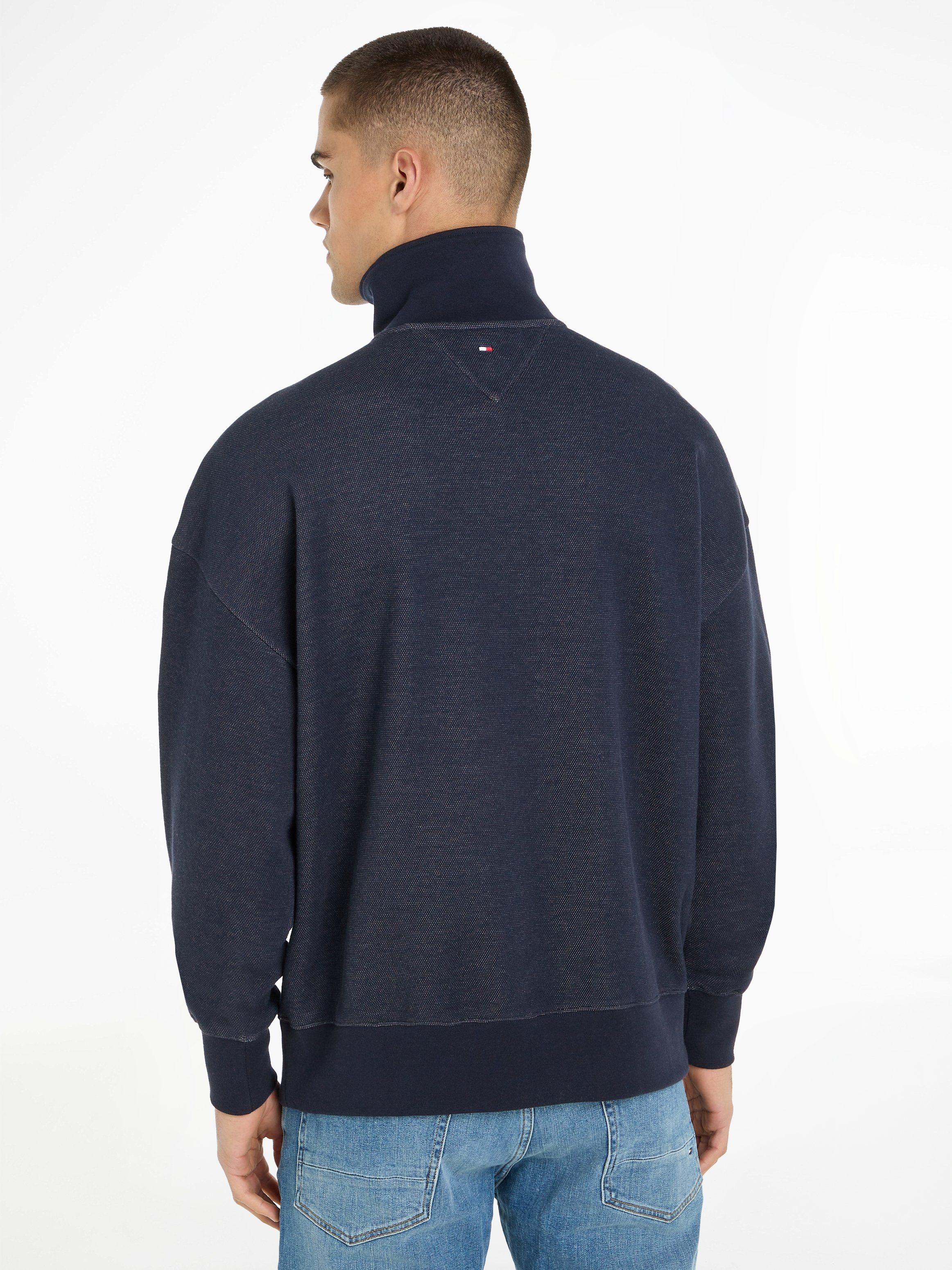 Tommy Hilfiger Sweatshirt MONOTYPE HONEYCOMB 1/4 ZIP Tommy Hilfiger vlag-borduursel op de rits en rug