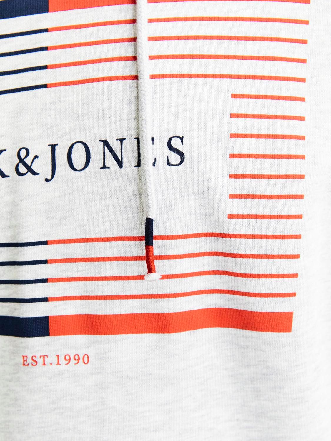 Jack & Jones Hoodie JJCYRUS SWEAT HOOD: Komfortable Baumwollmischung mit coolem Gummidruck (Casual hoodie: basic snit & levendige print)