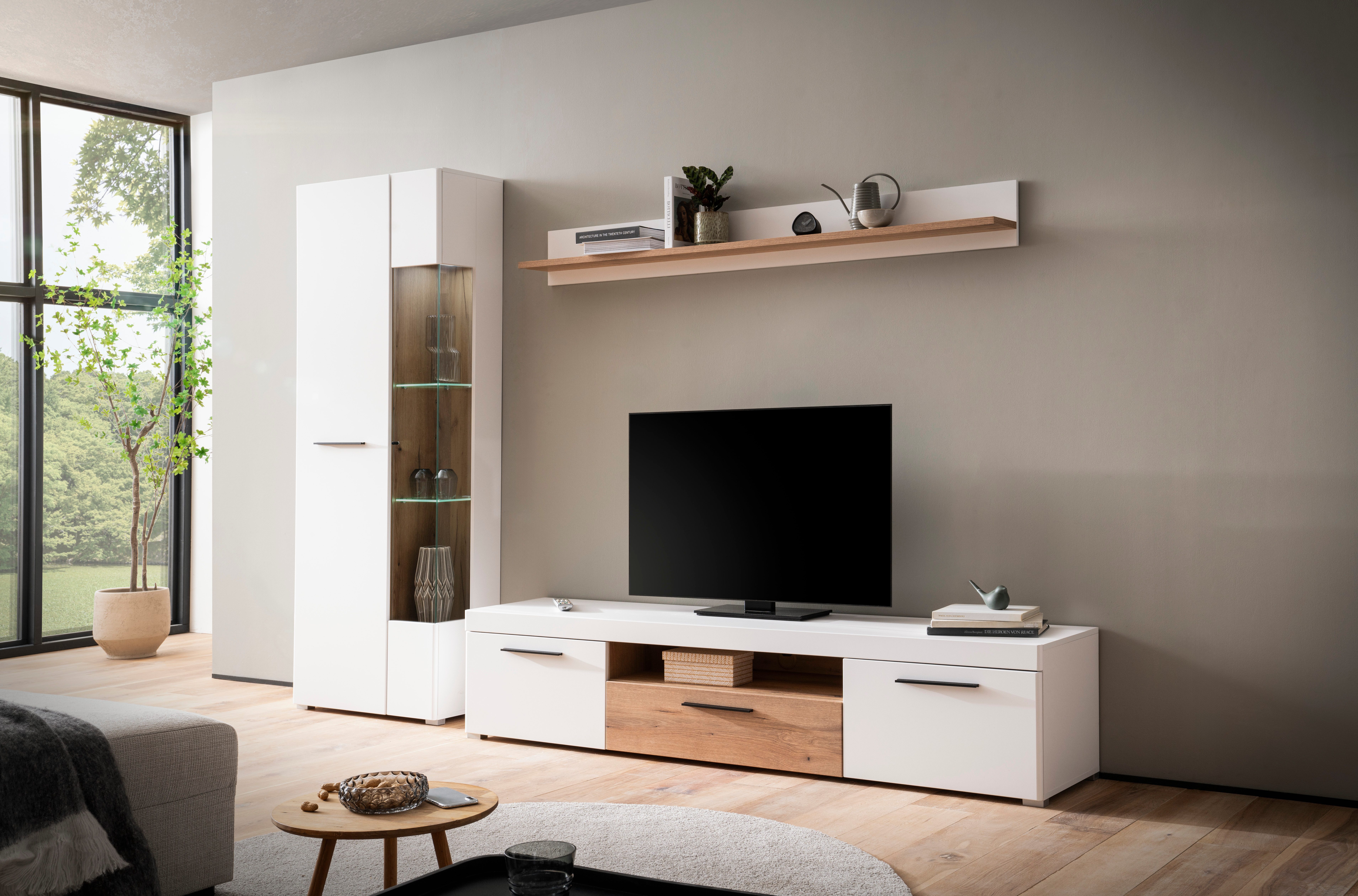 INOSIGN Wandmeubel Salerno, moderne wandmeubel, woonkamer-set, Wit met Eik Evoke Decor (set, 3-delig)