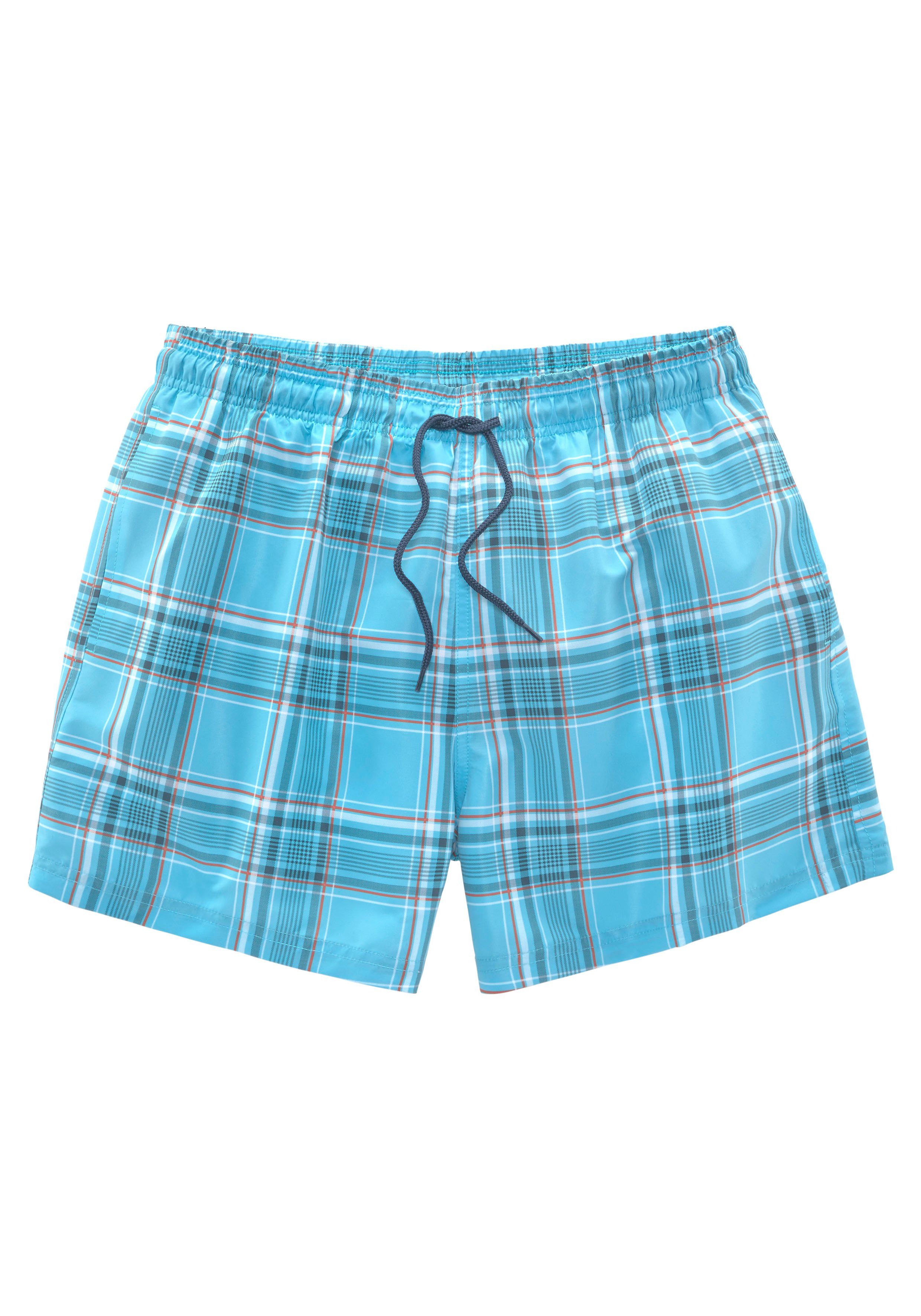 H.I.S Zwemshort Geruit met contrastkleurig koord