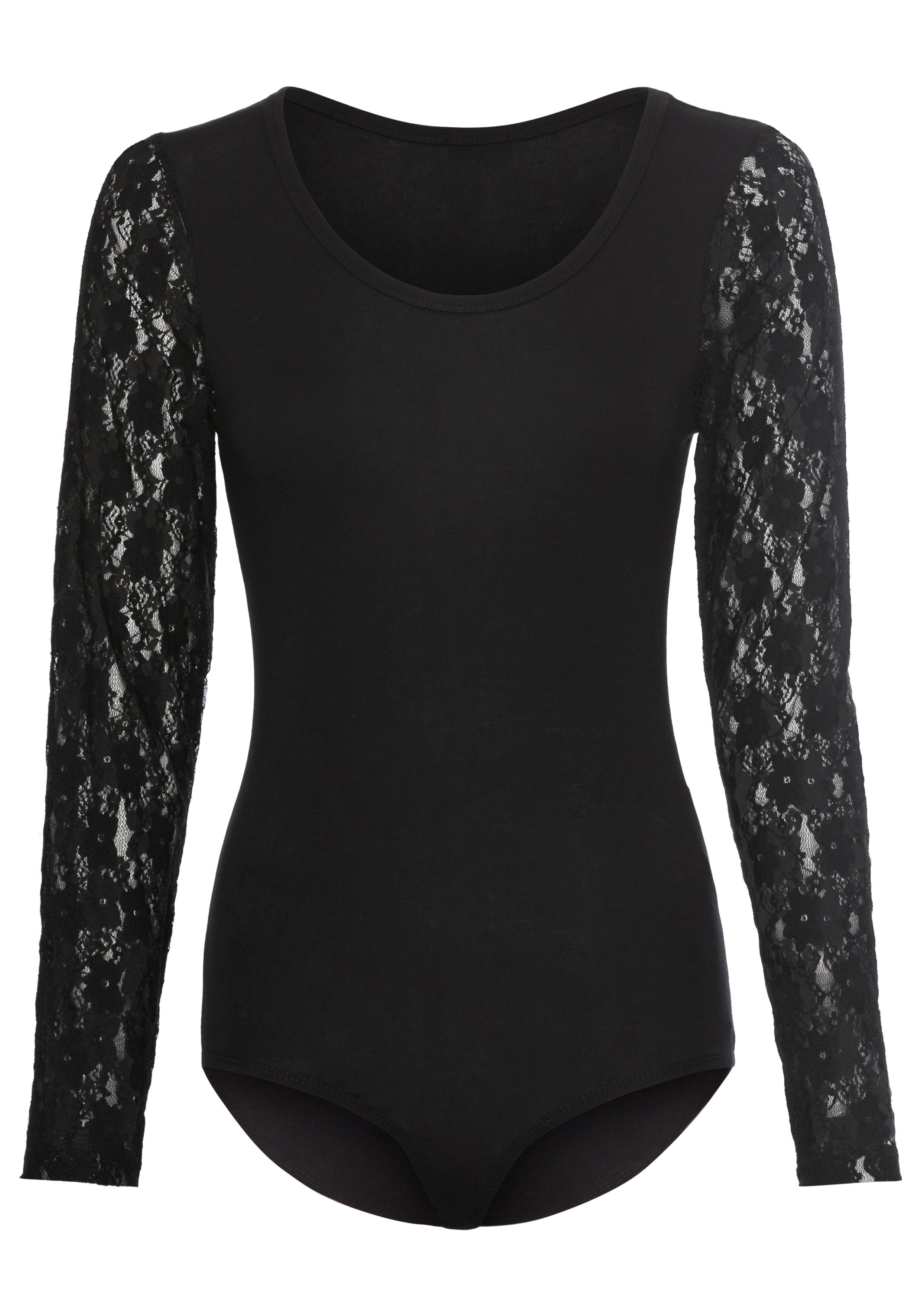Laura Scott Body met lange mouwen met edele kantmouwen