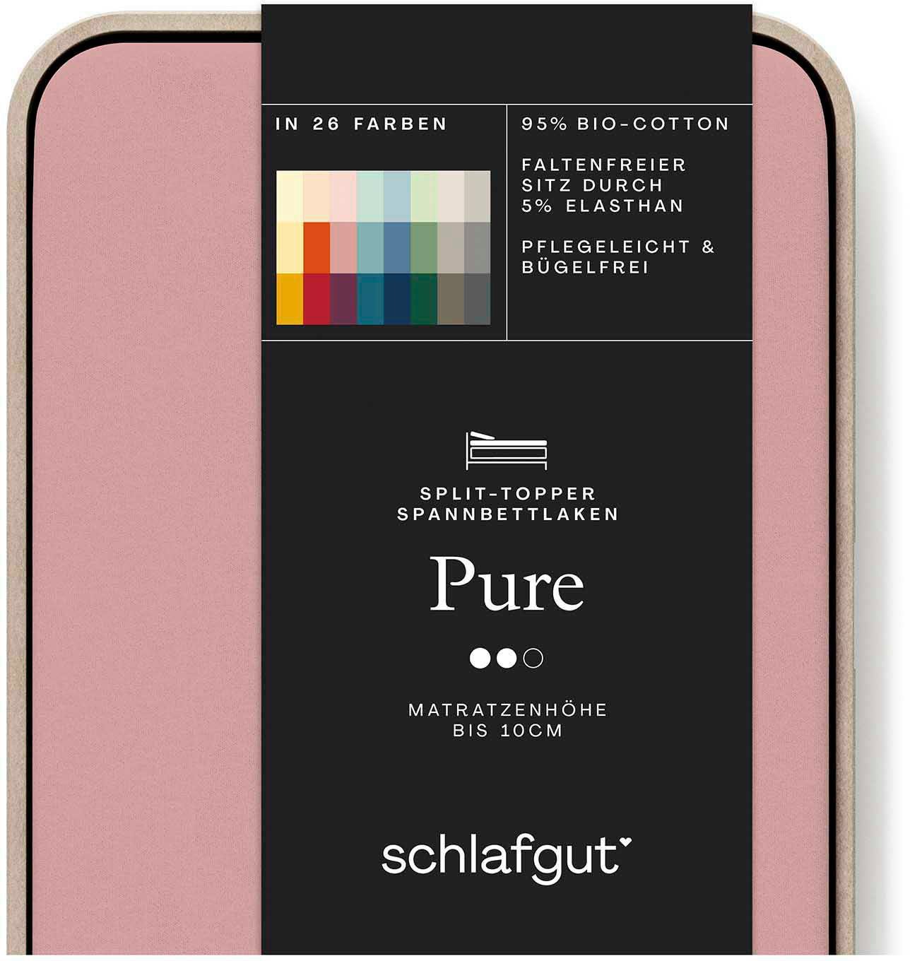 Schlafgut Hoeslaken Pure Split-Topper MADE IN GREEN by OEKO-TEX (1 stuk) hoeslakens paars