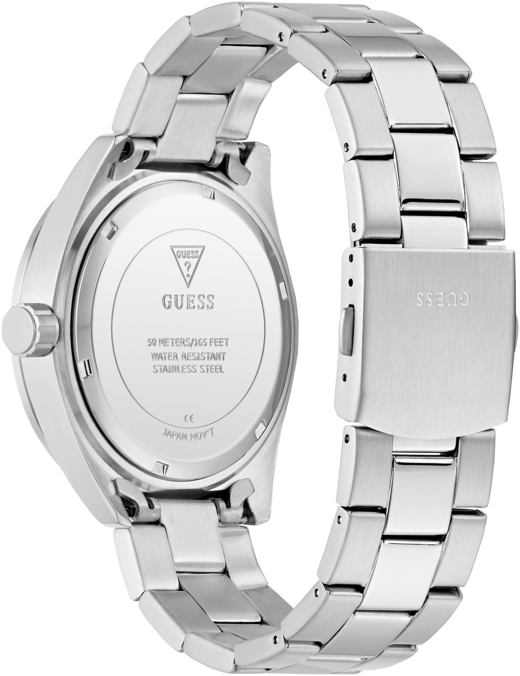 Guess Multifunctioneel horloge LETTERMAN Quartz horloge, polshorloge, herenhorloge, datum, weekdag, roestvrijstalen band
