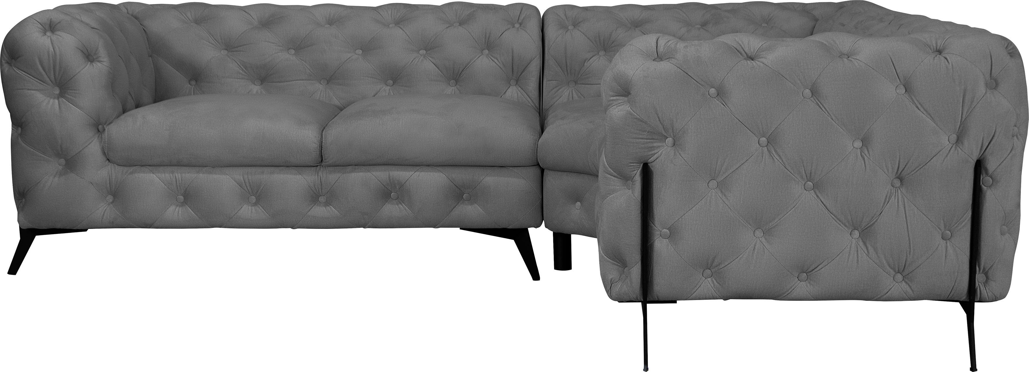 Leonique Chesterfield-bank Amaury L-vorm Chesterfield-look, bxd elk 262 cm, kleur van de poten ter keuze