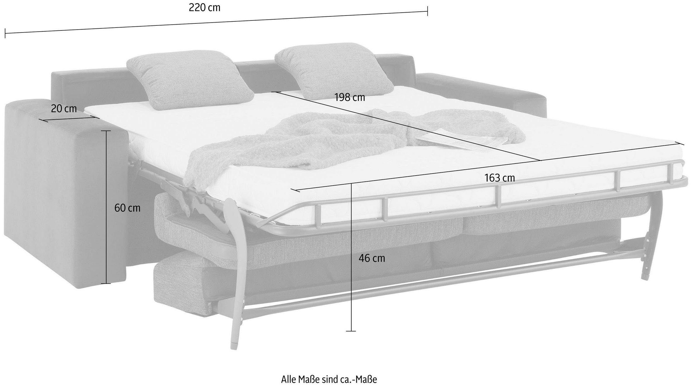 Home affaire Slaapbank Roma matras hoogte 14 cm Bedfunctie, met vering, lattenbodem, matras