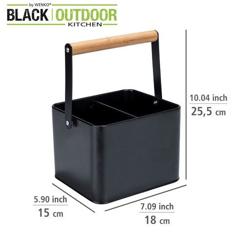 WENKO Organizer Model Baco robuust, poedergecoat zwart metaal